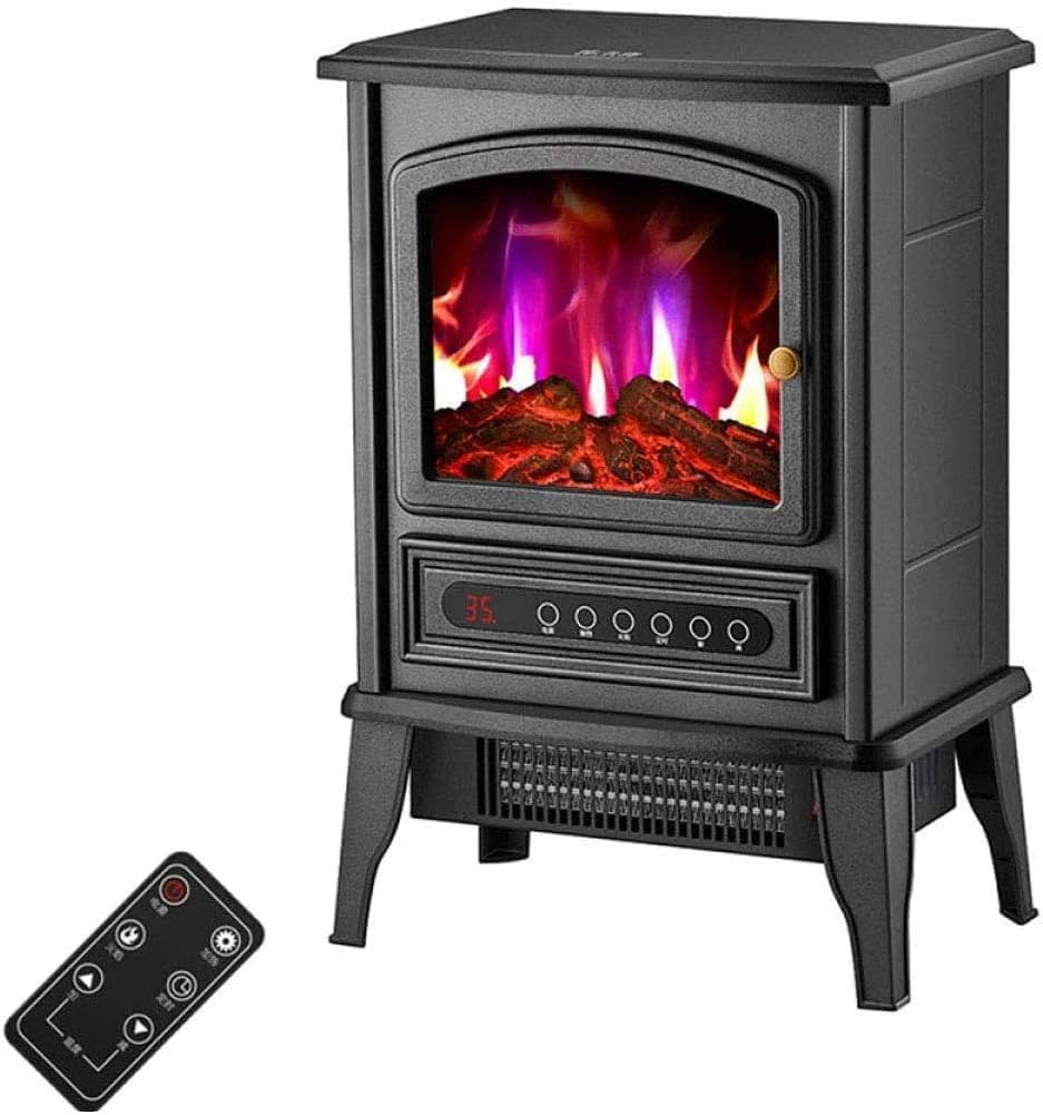 Electric Fireplace Heater with Wood Burning LED Flame - Freestanding, Recessed & Wall Mounted - Remote Control - Perfect for Living Room, Bedroom & Office Warmth
