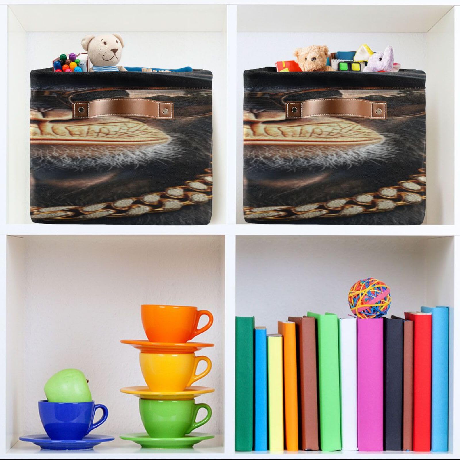Large Foldable Storage Baskets with Handles - 2 Pack Organizing Bins for Closet, Shelves & Home Organization | Durable & Stylish Hip Hop Cool Monkey Design | Perfect for Bedroom, Bathroom & Kids Room Storage Solutions