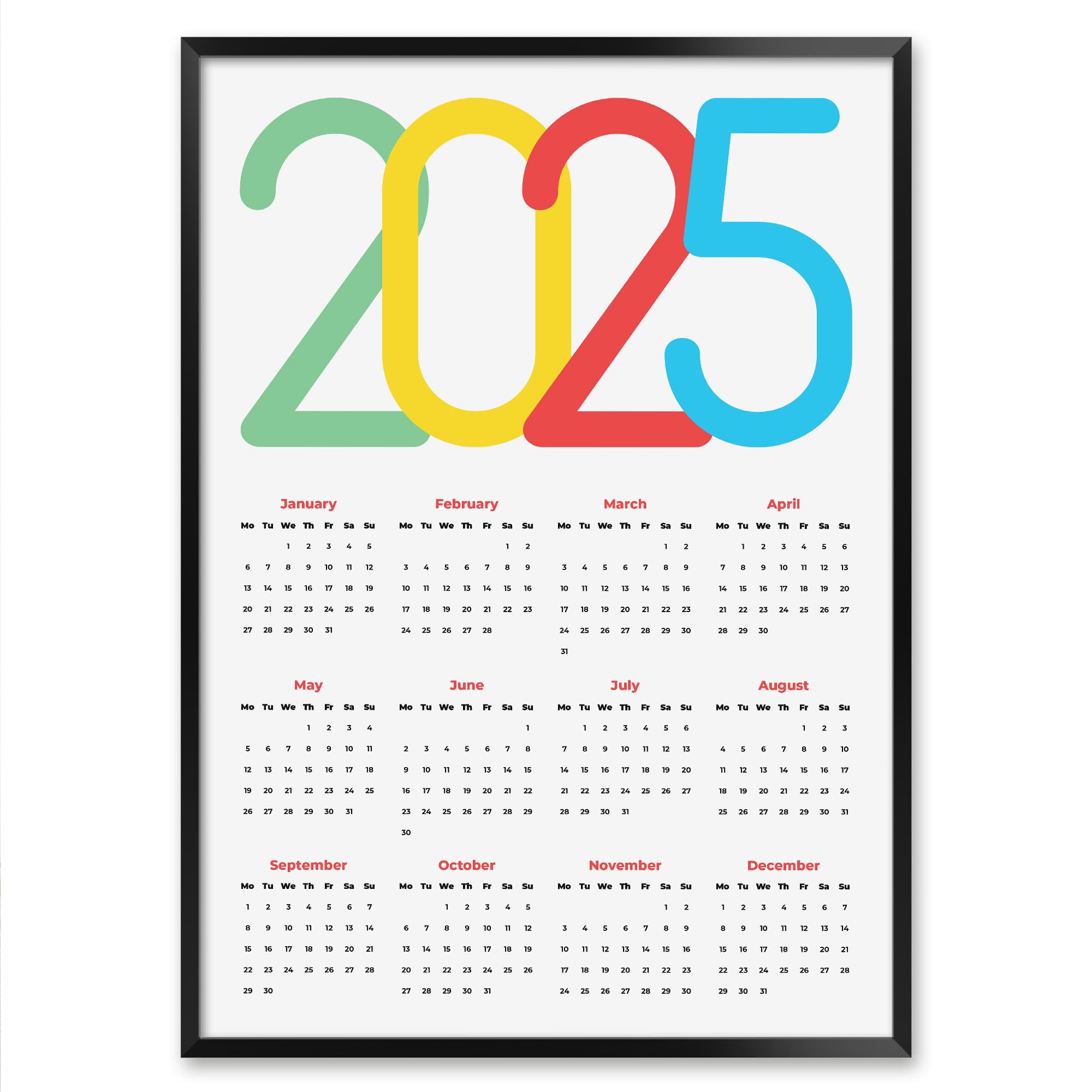 2025 Rainbow Wall Calendar - Stylish Entryway Decor for Home & Office | Perfect for Planning, Gifting & Holiday Organization