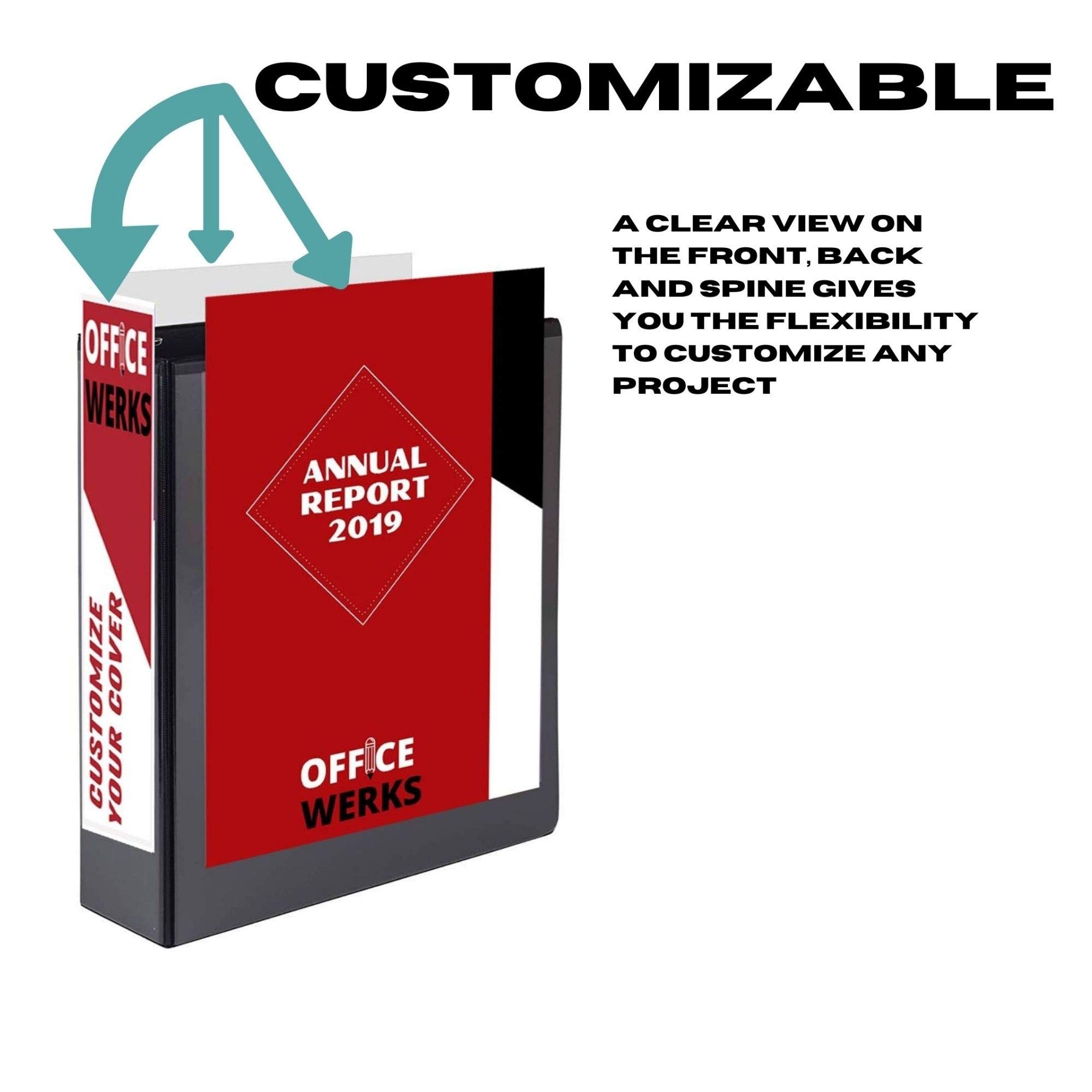 Professional 1.5 Inch 3 Ring Binder with Angle D Rings - 12 Pack Black Presentation Folders for 8.5x11 Standard Pages, Clear View Pockets - Perfect for Office Documents, School Projects & Business Meetings