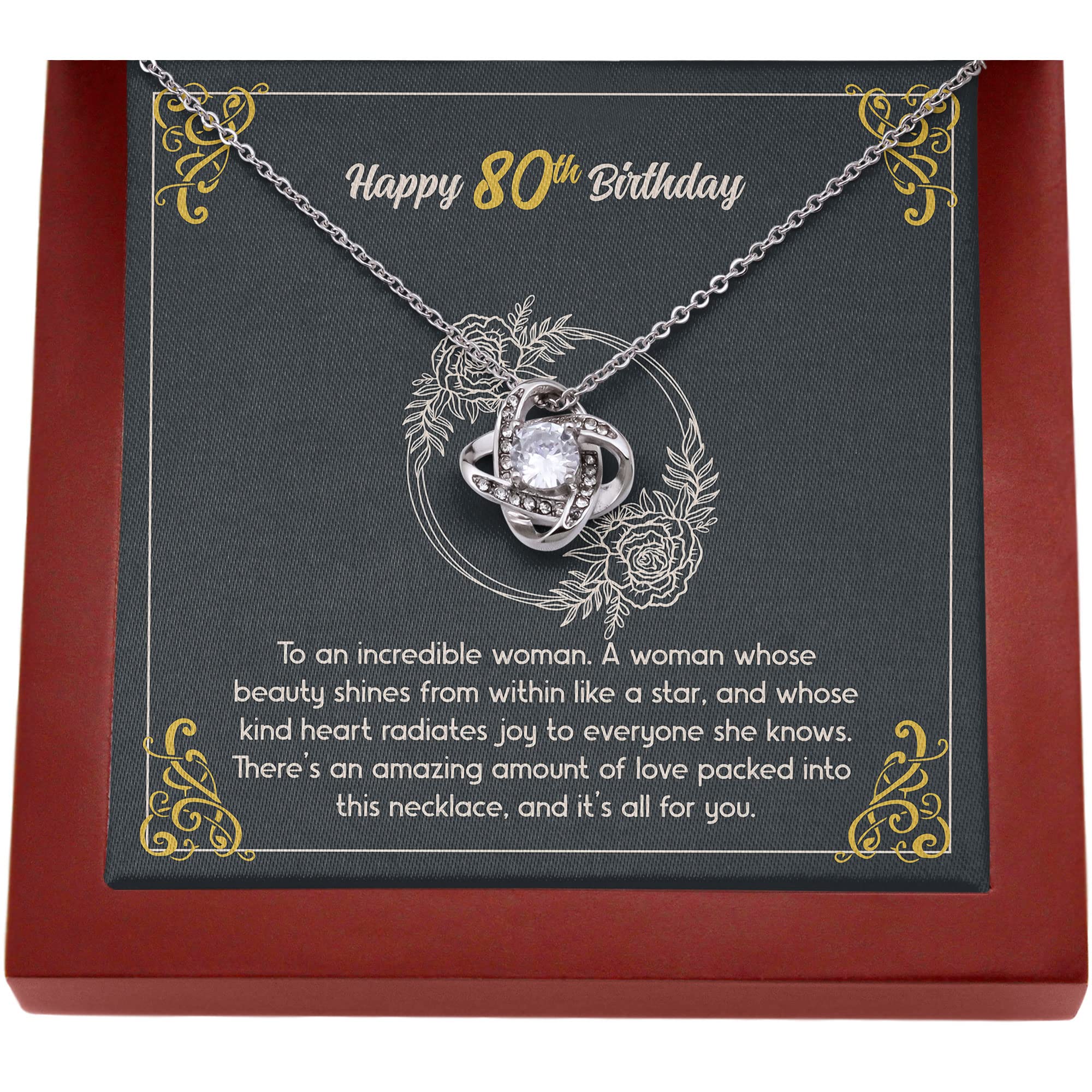 80th Birthday Necklace for Women with Personalized Message Card - Elegant 80 Years Old Milestone Jewelry Gift for Grandma, Mother, Wife - Perfect for Birthday Celebrations, Anniversary & Special Occasions