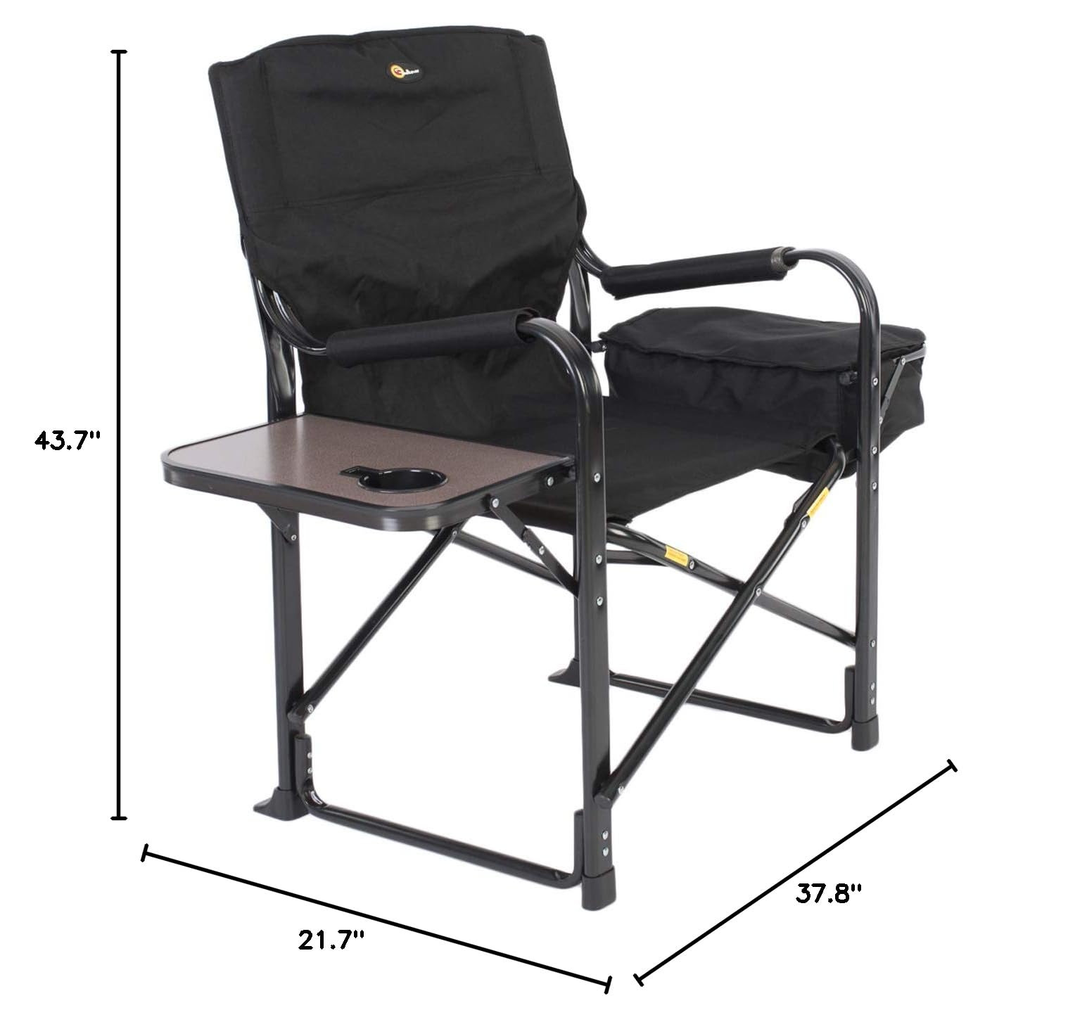 FAULKNER 49580 El Capitan Folding Director Chair with Tray & Cooler Bag - Portable Camping Chair for Outdoor Movies, Beach, Picnics & Tailgating - Black