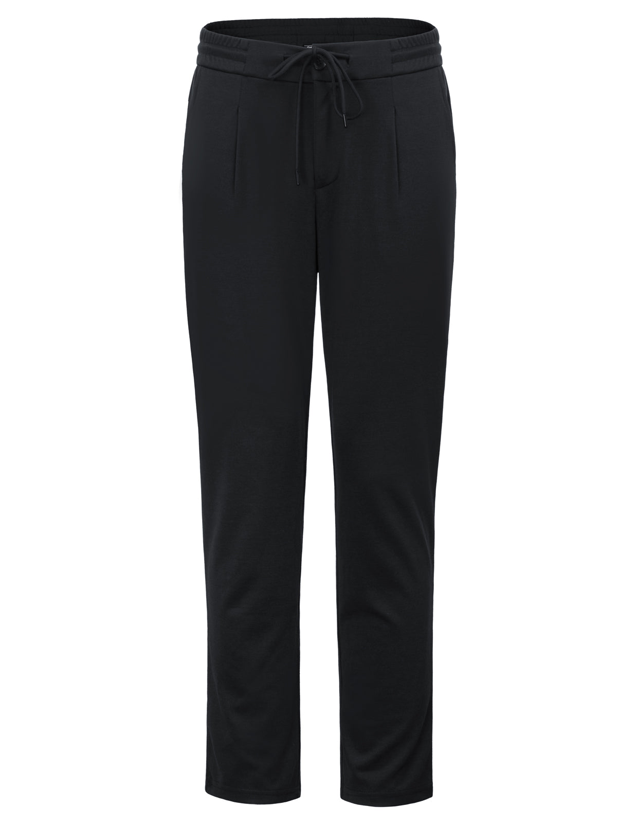 Men's Stretch Knit Casual Pants with Elastic Waist & Drawstring - Comfortable Regular Fit for Work, Travel & Lounge Wear