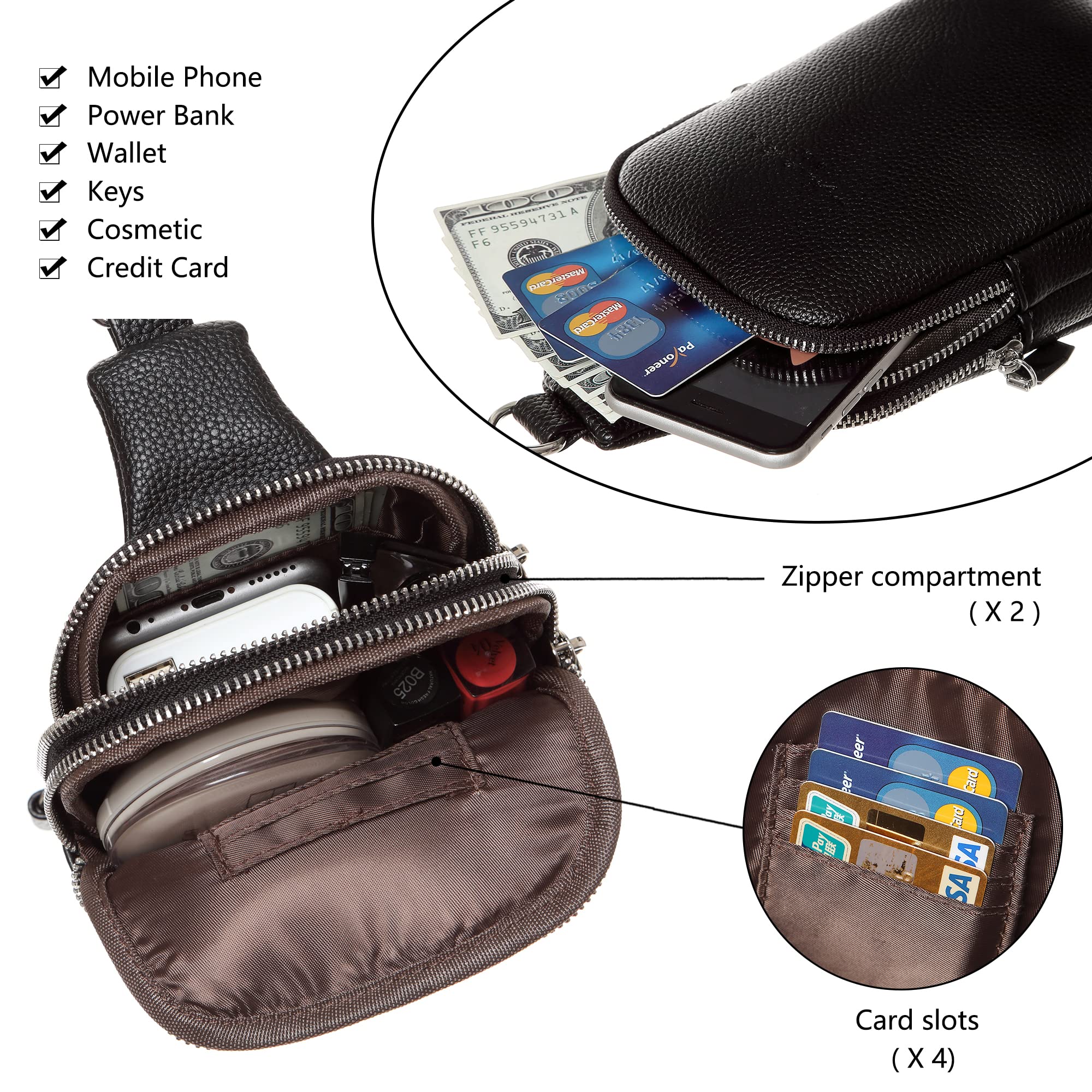 INICAT Genuine Leather Crossbody Bag for Women - Stylish Small Sling Bag & Fanny Pack - Perfect for Travel, Shopping & Everyday Use