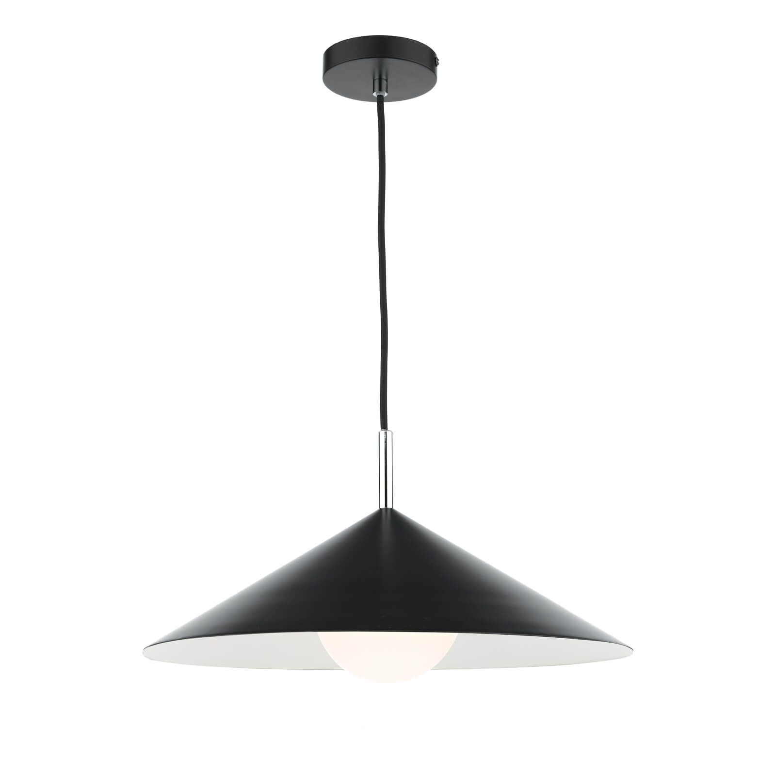 Apex 1-Light Single Pendant Light Fixture in Matte Black & Polished Chrome - Perfect for Kitchen Island, Dining Room or Entryway Lighting