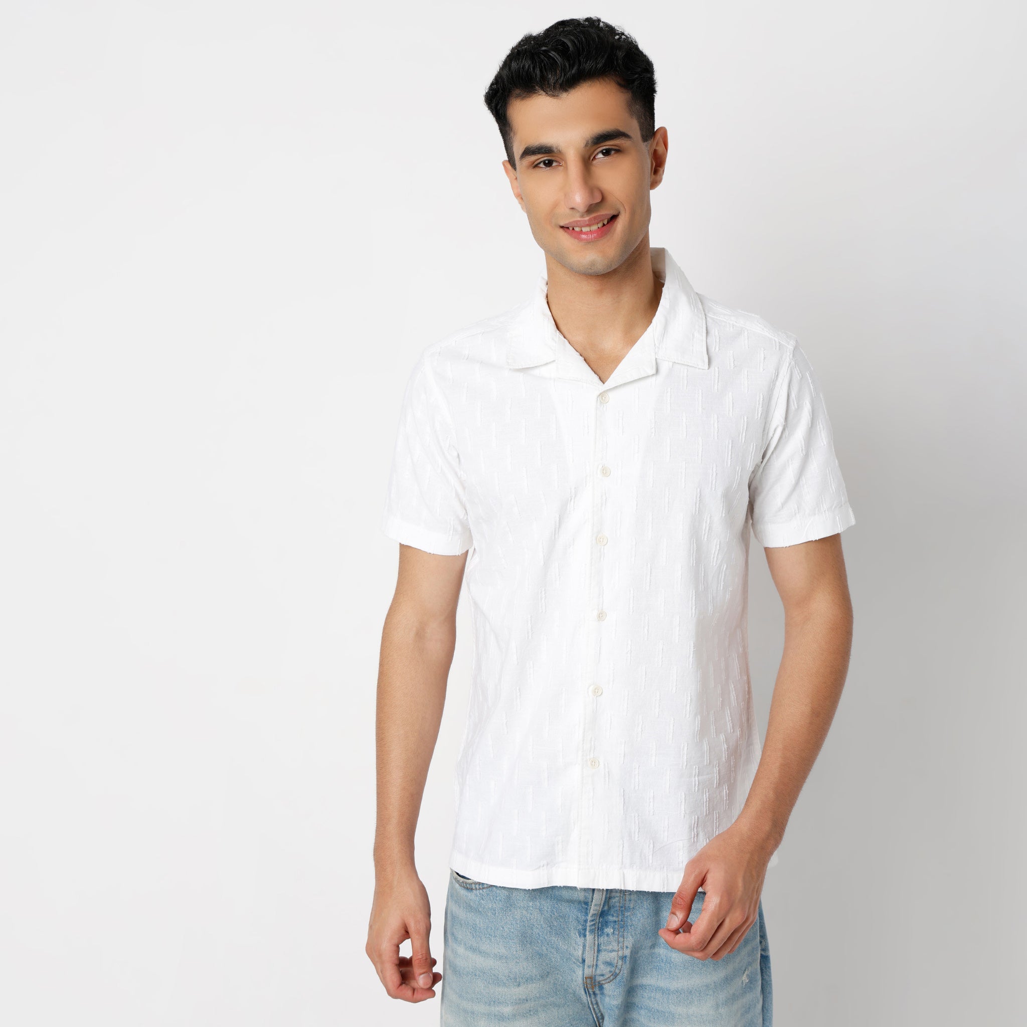 Men's Camp Collar Half Sleeve Solid Beach Shirt - Casual Summer Shirt for Vacation, Pool Party & Tropical Getaways