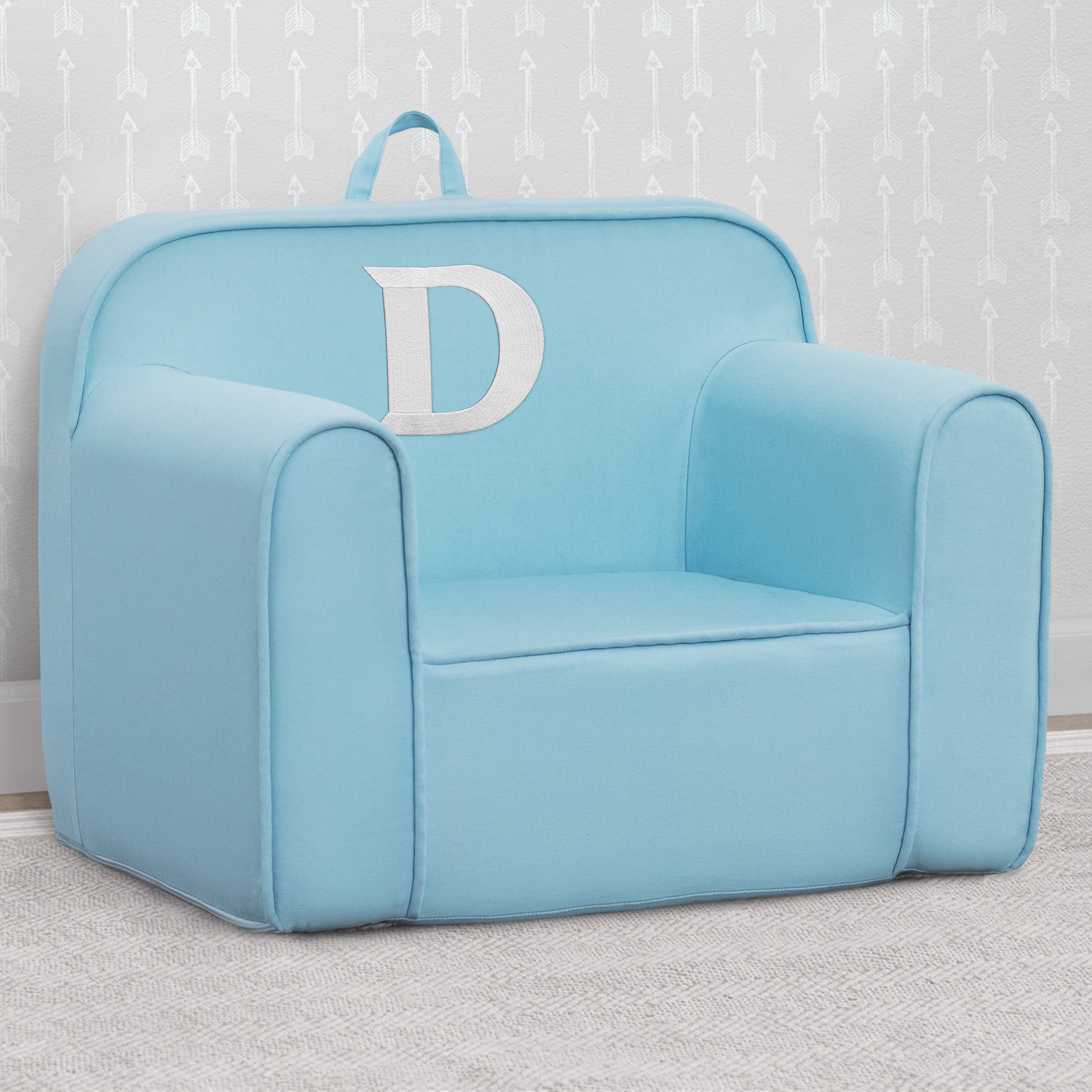 Personalized Monogram Light Blue Cozee Chair - Custom Plush Recliner for Living Room, Nursery & Office - Cozy Reading & Relaxation Seat