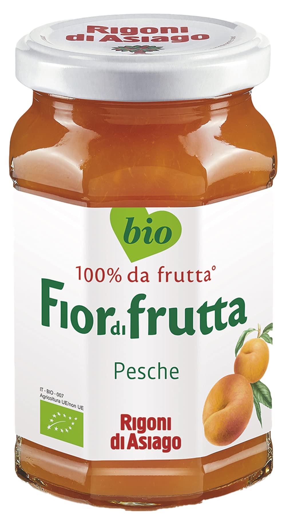 Organic Peach Fruit Spread by Rigoni di Asiago - Fiordifrutta 6-Pack | Delicious Topping for Toast, Yogurt & Desserts | Non-GMO, Gluten-Free