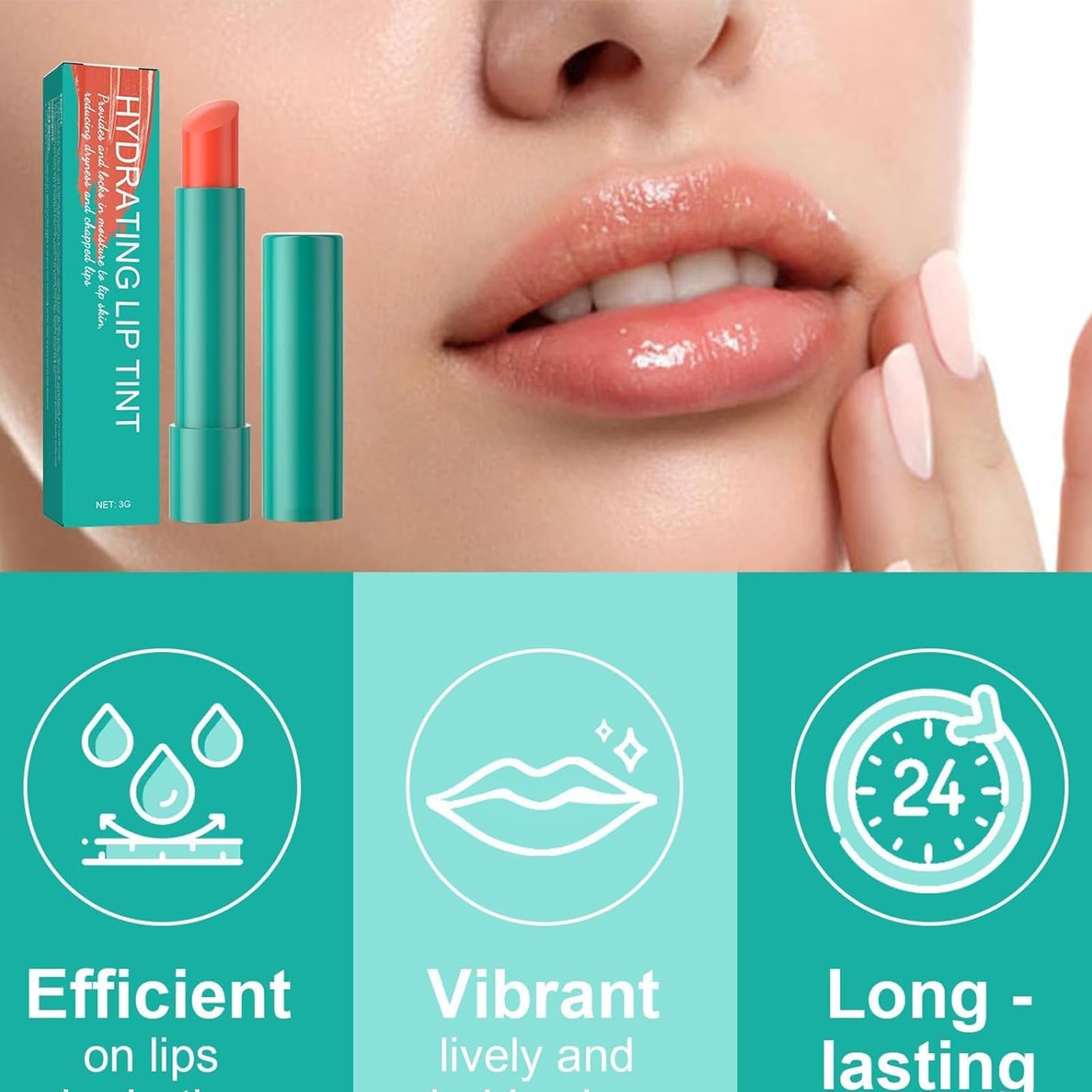 Thrive Hydrating Lip Tint - 24H Long Lasting Moisturizing Lip Stain with Sheer Strength, Muted Rose Shade | Vegan & Cruelty-Free Lip Color for Daily Wear, Date Night & Office Makeup