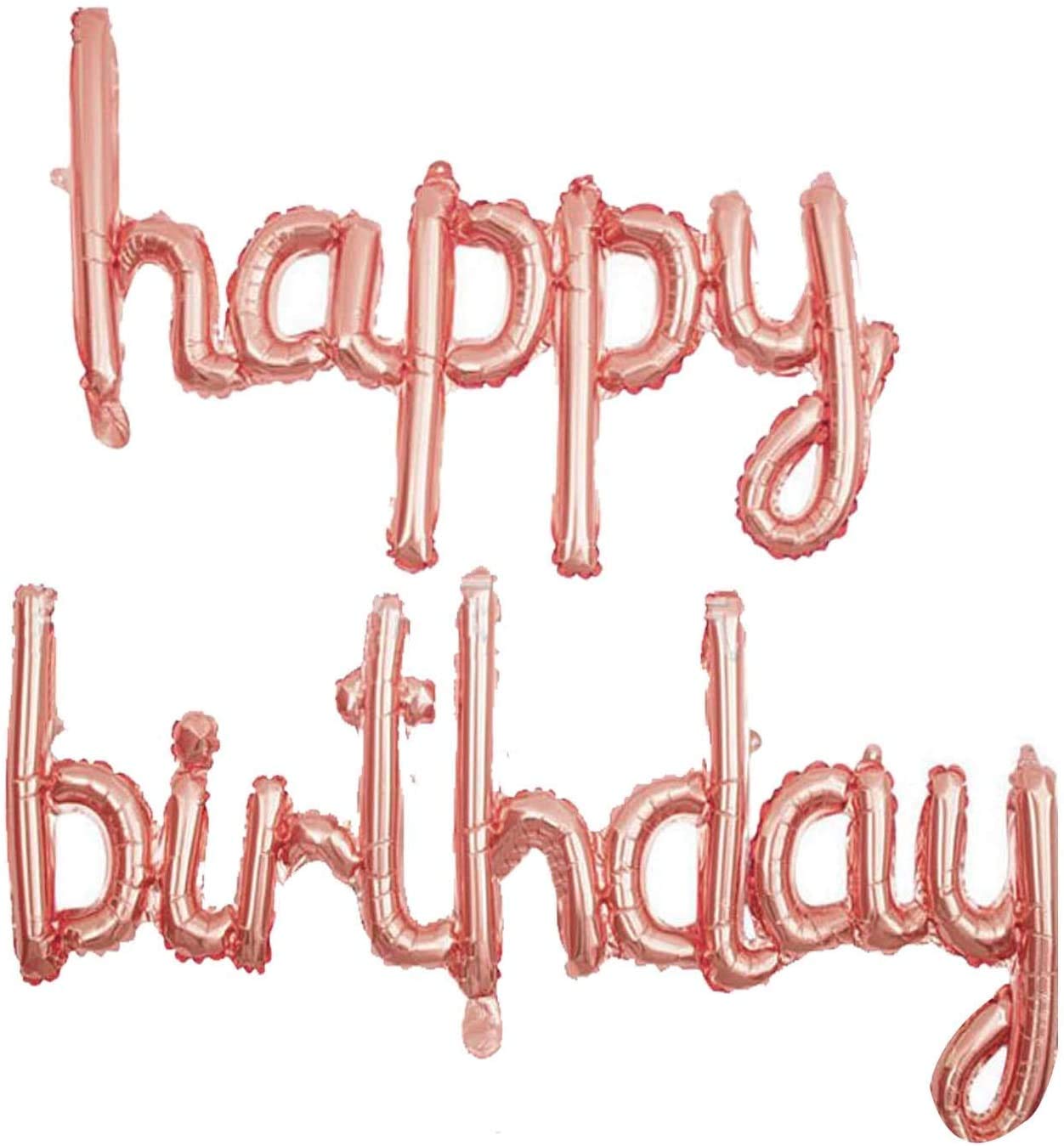 16 Inch Happy Birthday Mylar Foil Letter Balloons Banner - Reusable Eco-Friendly Party Decor for Kids, Boys, Girls & Adults (Rose Gold) | Perfect for Birthday Celebrations, Baby Showers & Anniversary Parties