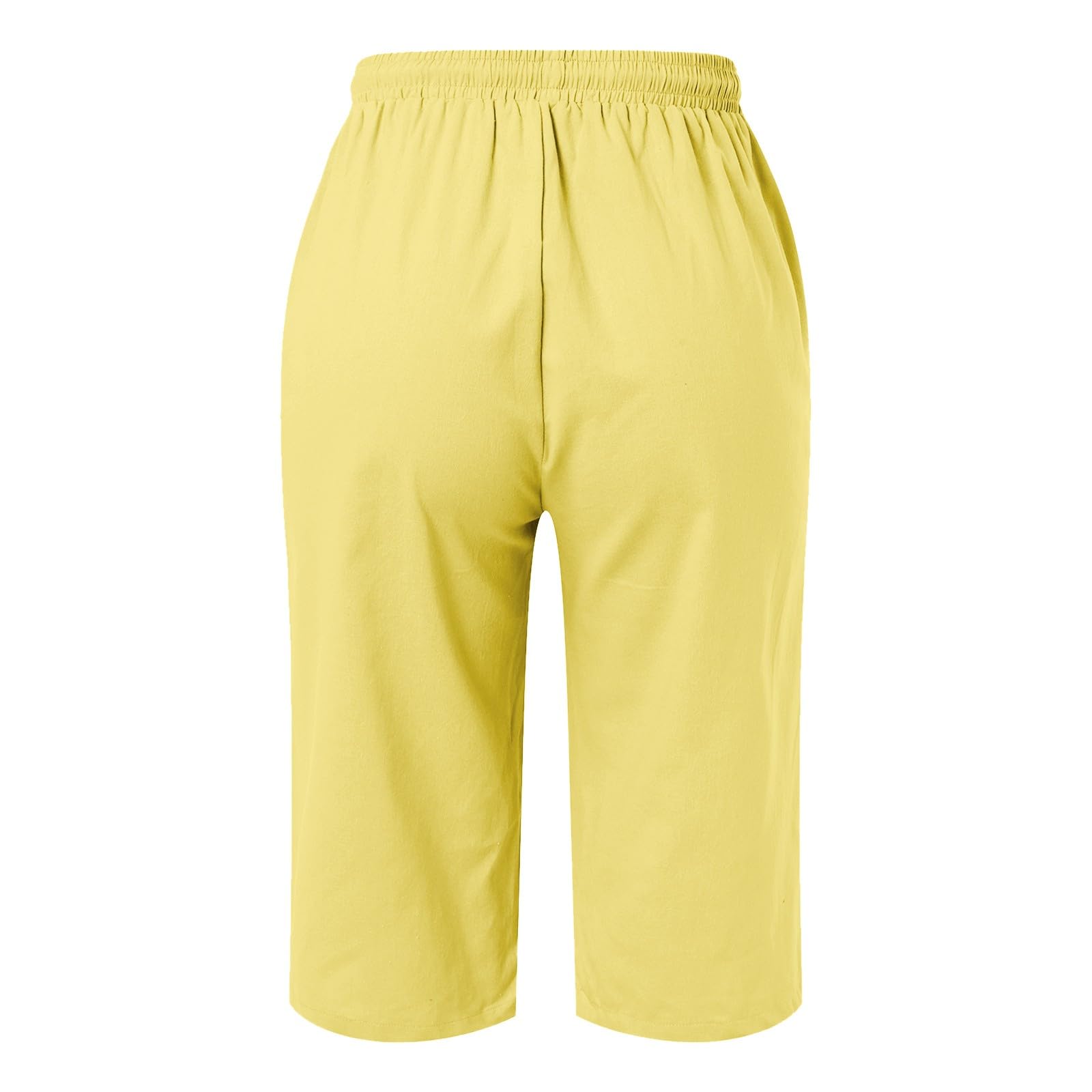 Women's Linen Bermuda Shorts with Pockets - Summer Casual Leaf Print for Beach & Travel