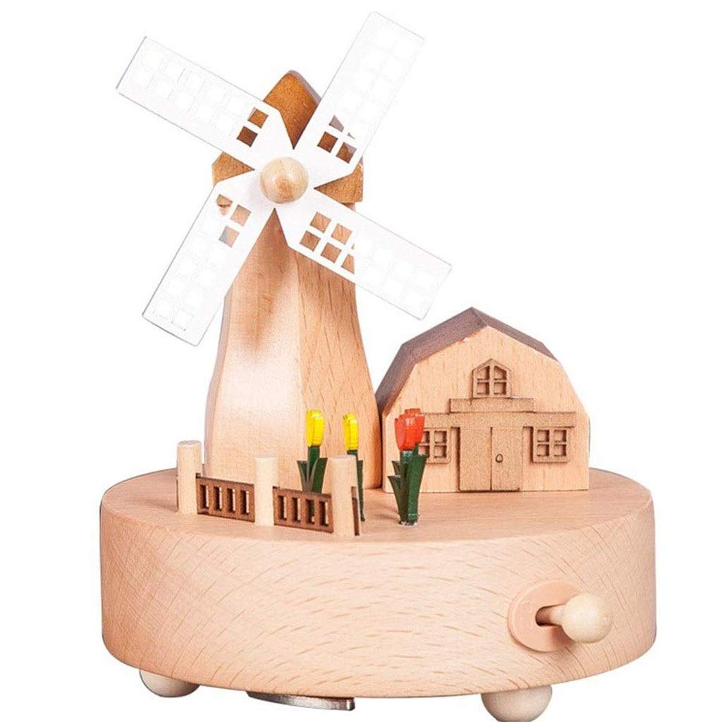 Dreamy Big Windmill Wooden Music Box - Handcrafted Musical Gift for Christmas, Home Decor, and Special Occasions | Perfect for Nursery, Weddings, and Holiday Ornaments