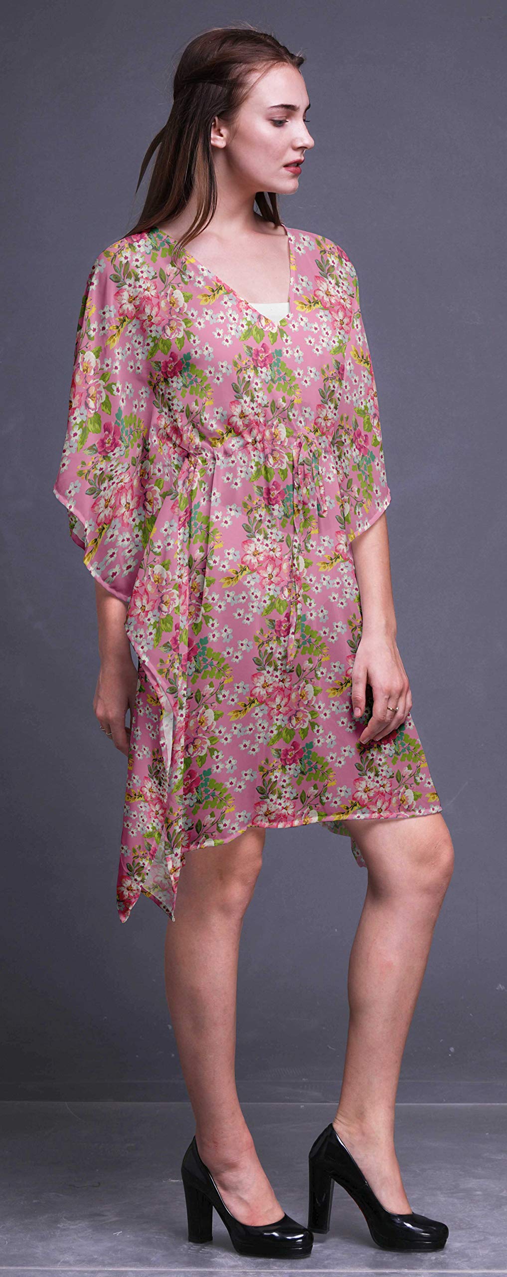 Bimba Women's Short Caftan Midi Dress - Beach Cover Up Swimwear, Boho Kaftan for Poolside, Vacation & Summer Outfits