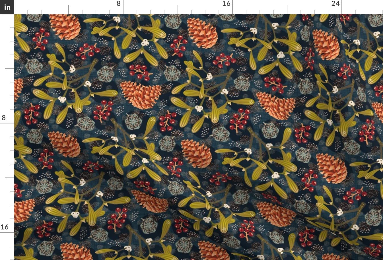 Winter Christmas Flora Berries Printed Minky Fabric by The Yard - Soft Plush Fabric for Sewing Baby Blankets, Quilt Backing & DIY Holiday Decor - Perfect for Cozy Home Projects & Festive Crafts