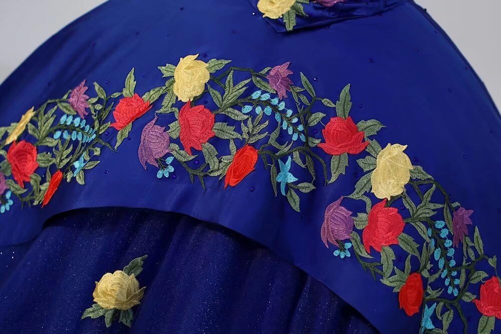 Yellow & Red Embroidered Off-Shoulder Quinceañera Dress - Mexican Charro Style Sweet 15 Party Gown for 2025 | Perfect for Quince Celebrations, Birthday Parties & Special Occasions