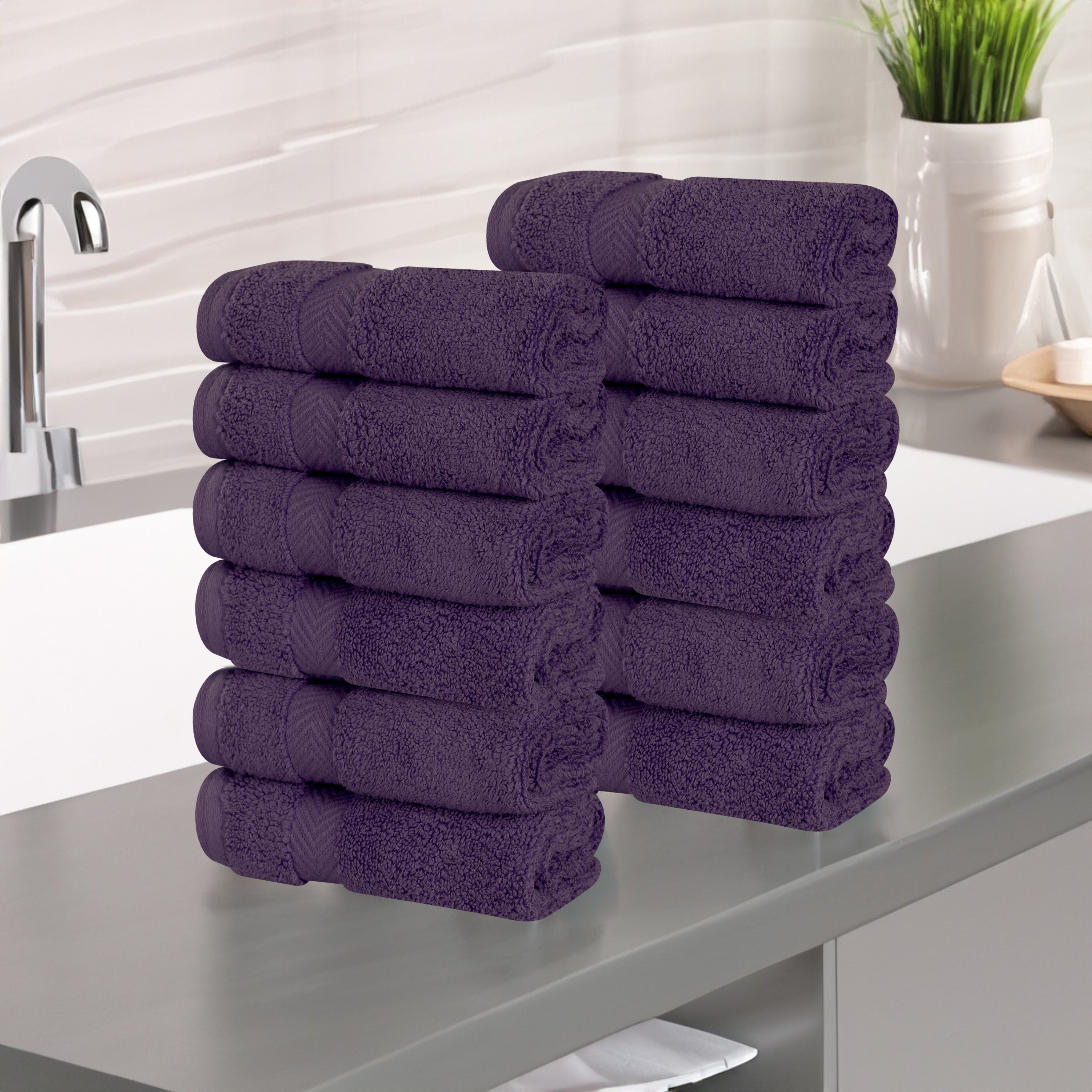 12 Pack Zero Twist Cotton Ultra Soft Face Towels & Washcloths | Premium Bath & Spa Essentials for Gentle Skincare, Makeup Removal & Baby Care