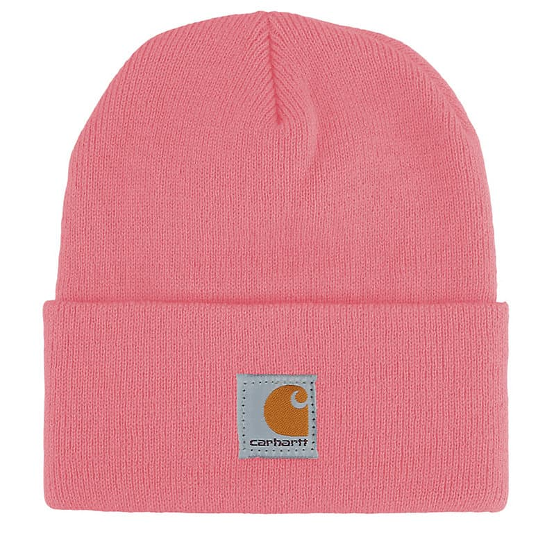 Carhartt Kids Acrylic Beanie - Soft Winter Hat for Boys & Girls, Warm Pink Knit Beanie for Cold Weather, Outdoor Activities & School