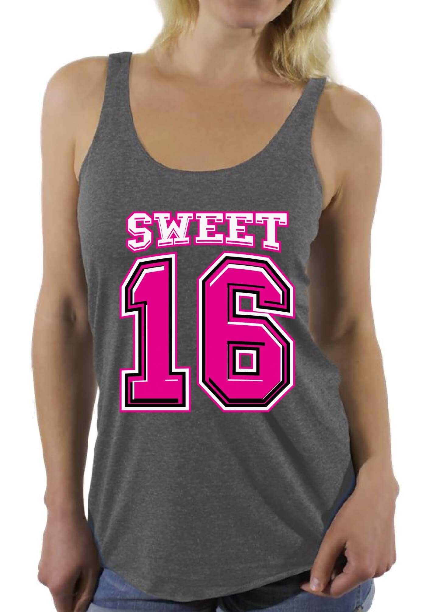 Sweet 16 Birthday Shirt - Cute Racerback Tank Top for 16th Birthday Party | Perfect Sweet Sixteen Gift for Girls | Great for Birthday Celebrations, Photo Shoots & Special Occasions