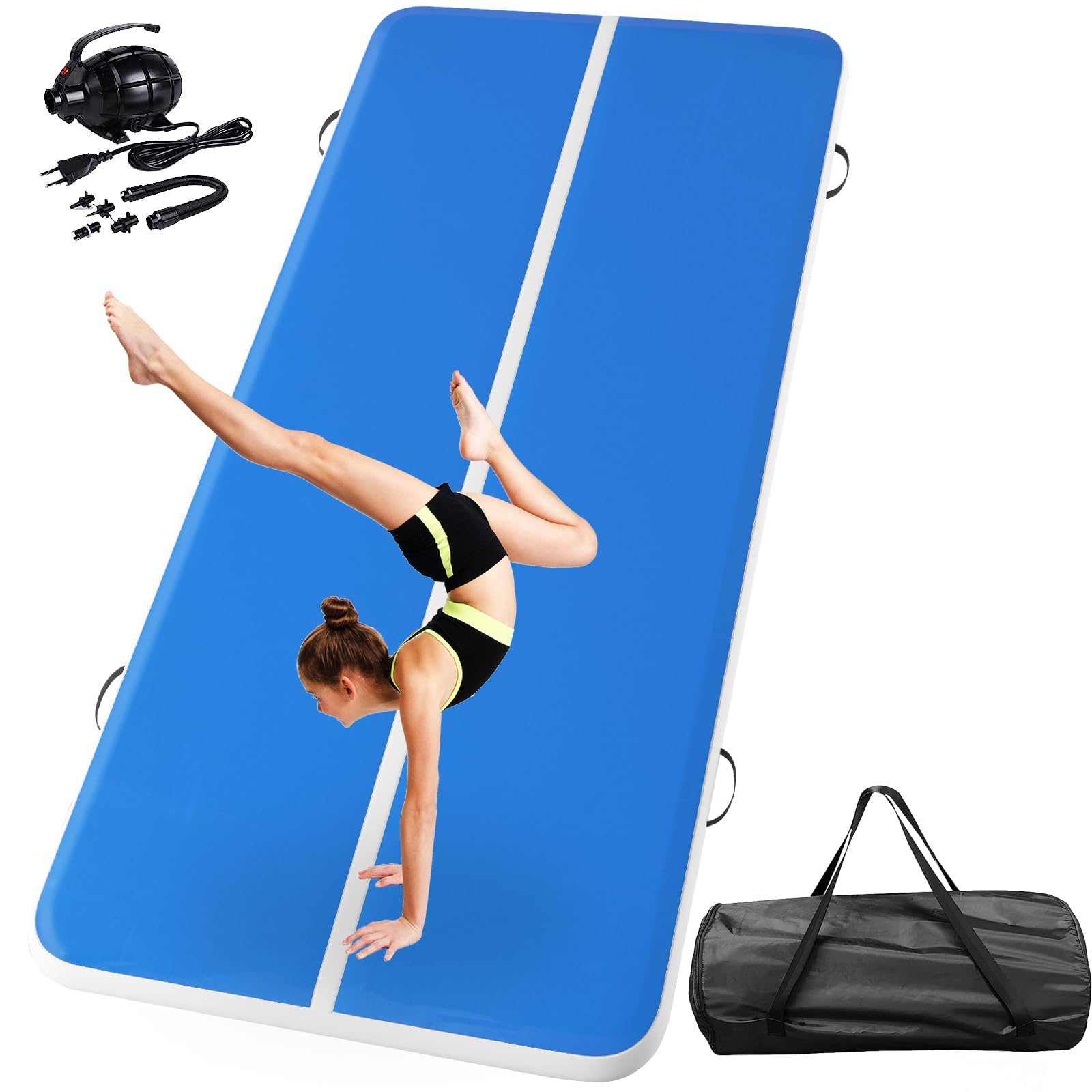 8-Inch Thick Inflatable Tumbling Track Mat for Gymnastics - 13ft/16ft/20ft/26ft x 6.6ft Air Mat with Electric Pump | Perfect for Home Training, Gymnastics Practice & Tumbling Exercises
