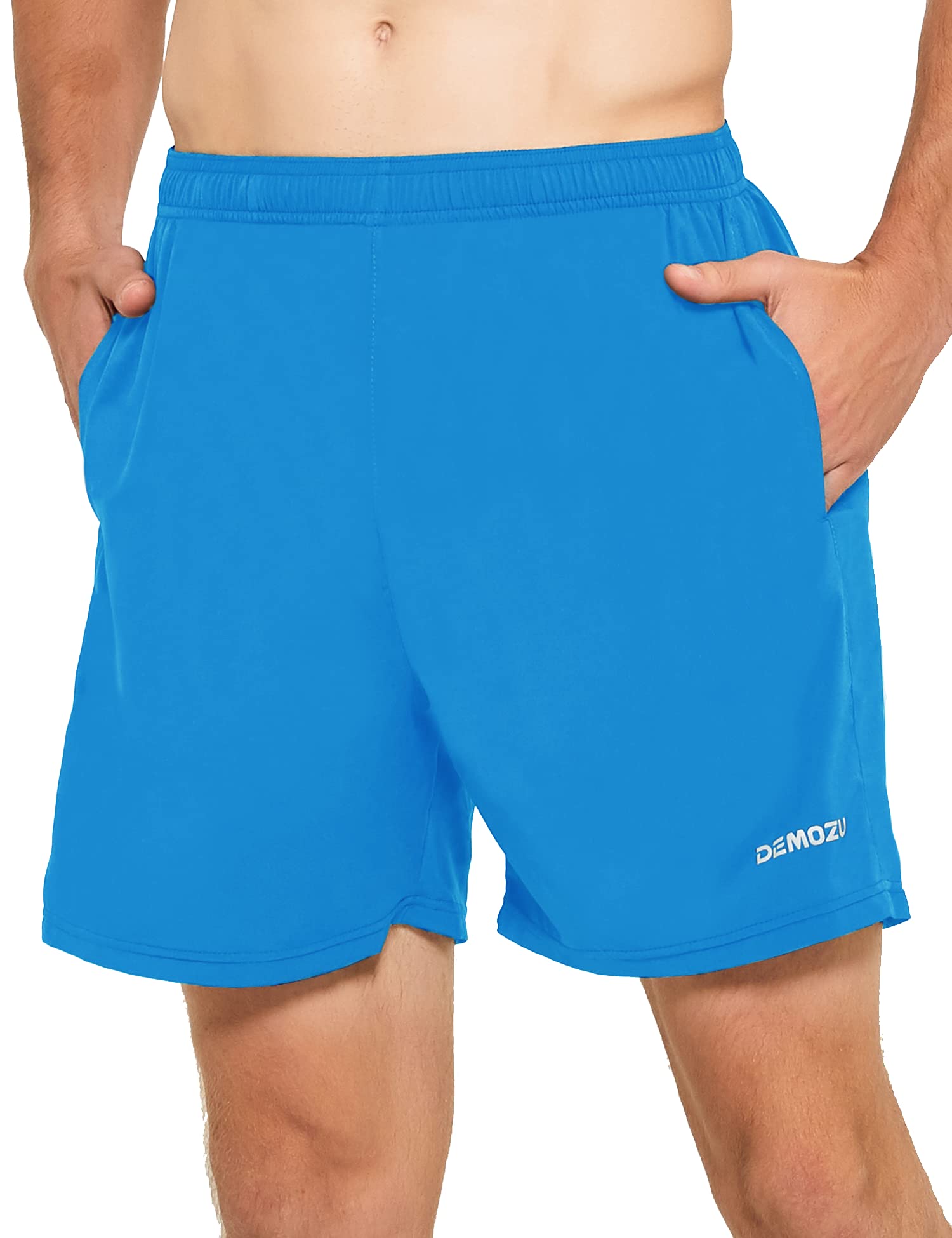 DEMOZU Men's 5 Inch Quick Dry Running Shorts - Breathable Workout Gym Athletic Shorts with Pockets for Tennis, Jogging & Training