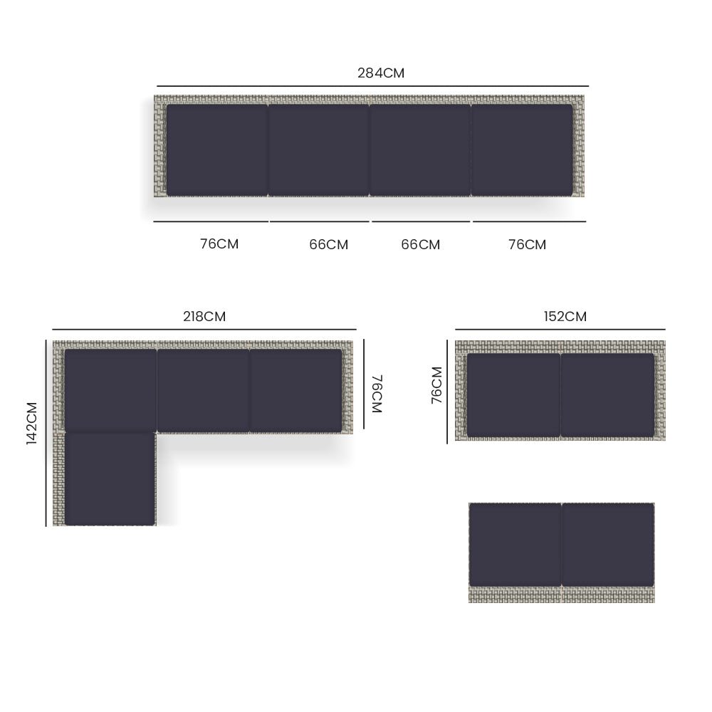 4-Seater Modular Outdoor Lounge Sofa Set - Waterproof Grey Patio Furniture for Garden, Poolside & Backyard Relaxation