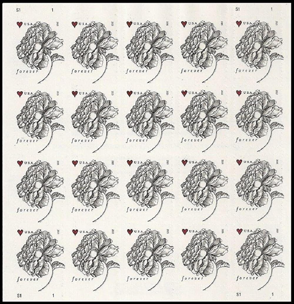 Vintage Rose Forever Postage Stamps - Lot of 40 Collectible Stamps for Scrapbooking, Card Making & Philately | Perfect for DIY Crafts, Wedding Invitations & Vintage Decor