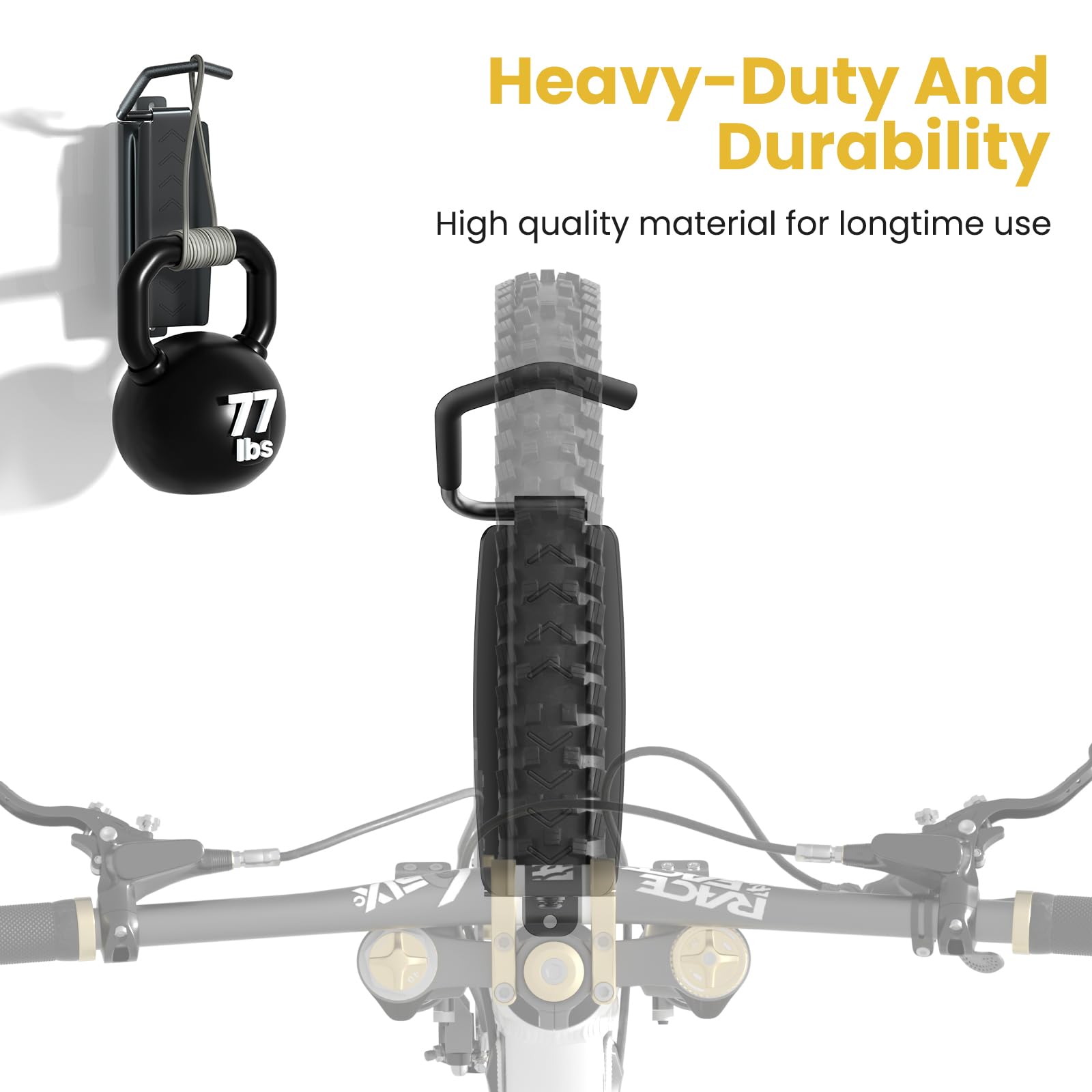 PUTORSEN Swivel Bike Wall Mount - Heavy Duty Vertical Bike Rack for Garage & Indoor Storage (Holds 77 lbs) | Space Saving Bike Hanger for Home, Apartment, Gym | Black Wall Mounted Bicycle Organizer for Easy Access & Secure Parking