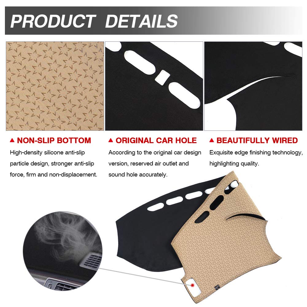 Cartist Dashboard Cover Mat for 2013-2017 Honda Accord - Flannel Dash Mat Sunshade Protector for UV Rays & Glare Reduction - Perfect for Summer Driving & Interior Protection