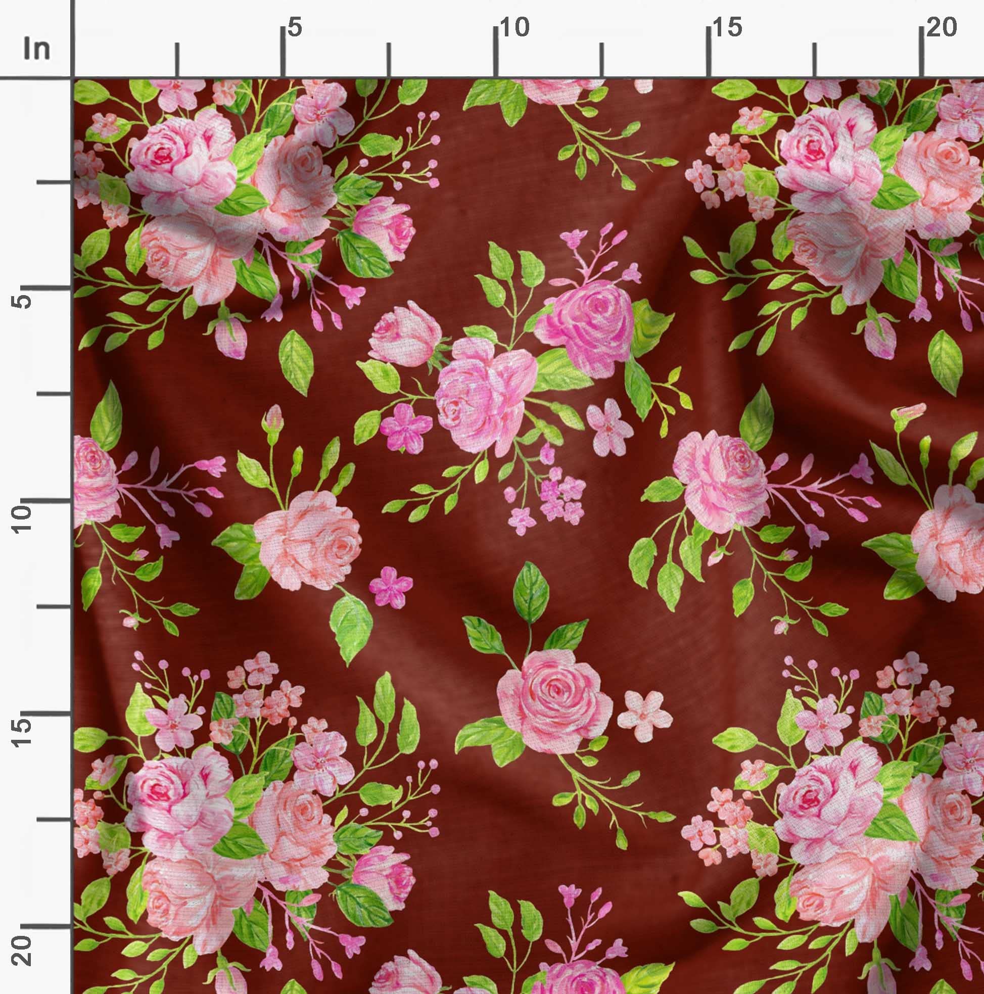 Soimoi Moss Georgette Red Fabric by The Yard - 42 Inch Wide Rose Floral Printed Fabric for Dresses, Blouses & DIY Fashion Projects - Lightweight Textile for Romantic & Stylish Designs