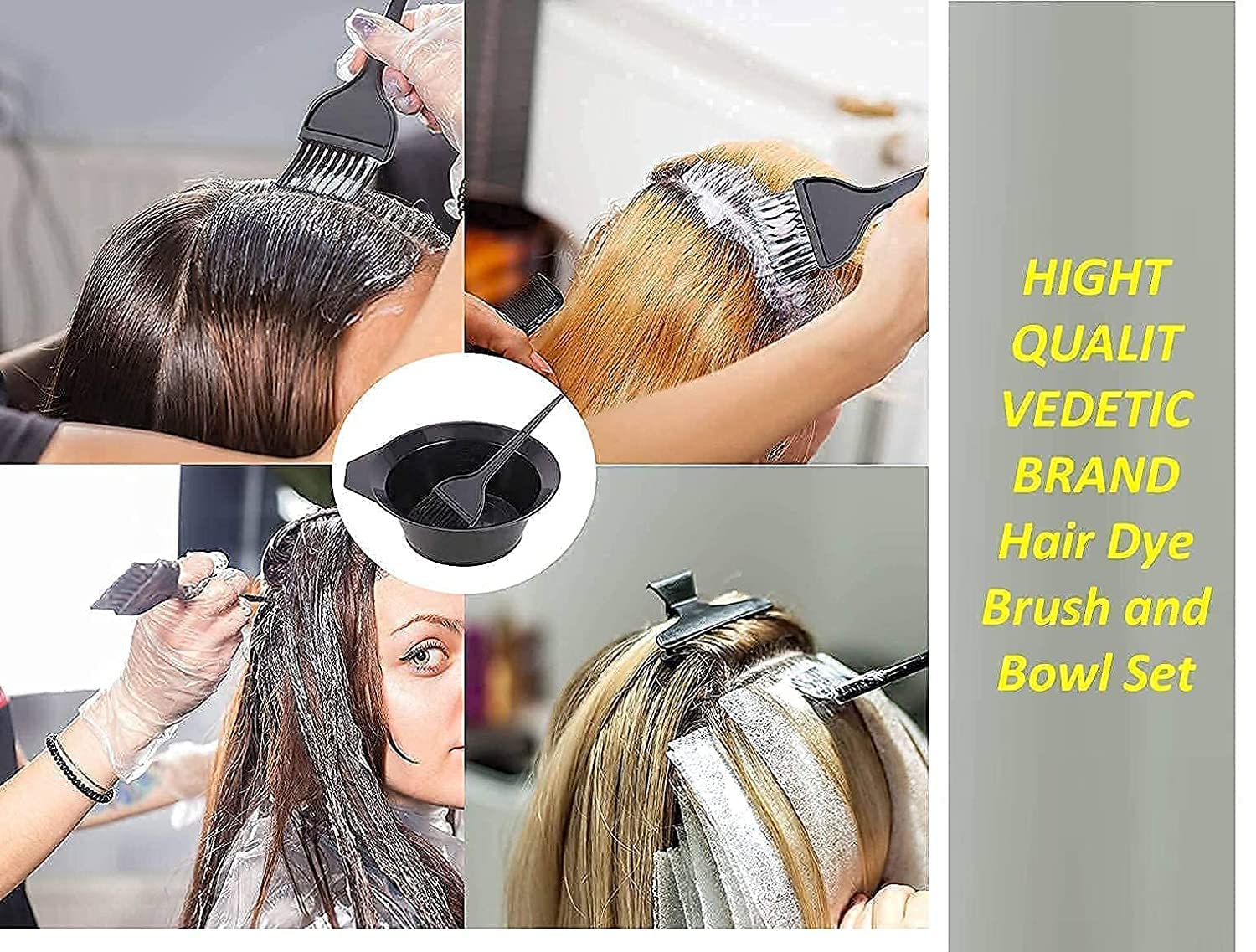 HARU MALL Professional Hair Dye Brush & Mixing Bowl Kit - Black (1 Bowl + 1 Brush) for Salon-Quality At-Home Hair Coloring, Highlights & Root Touch-Ups