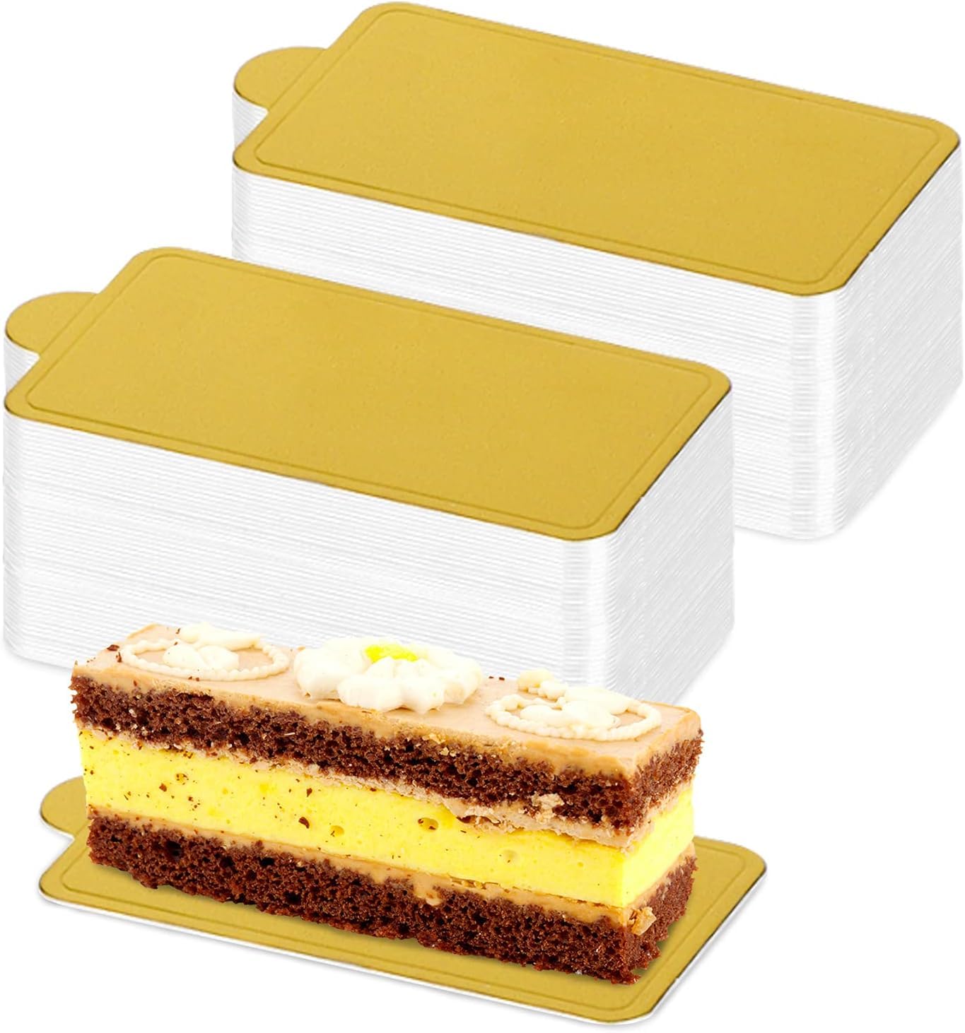 100PCS Mini Square Golden Cardboard Cake Base | Disposable Mousse Dessert & Cupcake Stands | 10X5cm Wedding, Birthday Party Serving Trays | Perfect for DIY Desserts, Buffet Displays & Event Catering
