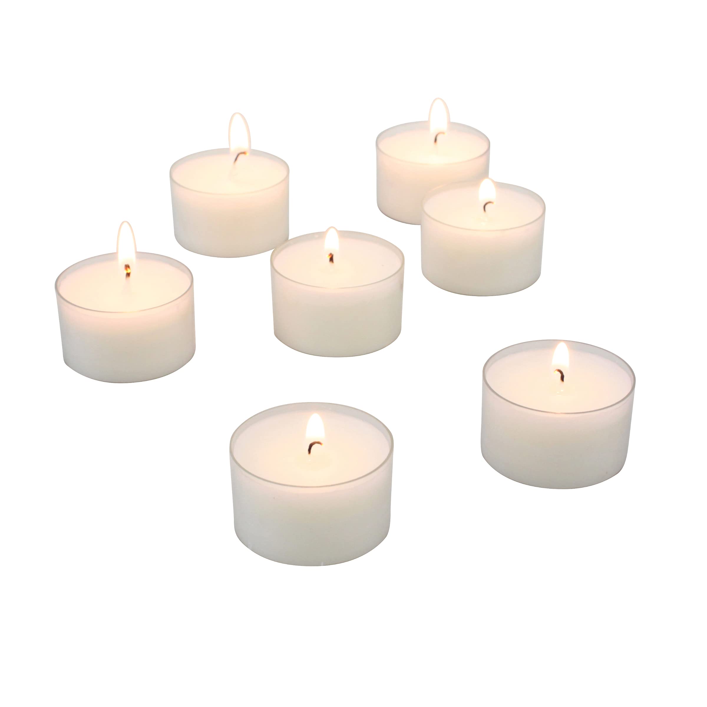 Stonebriar Bulk 96 Pack Unscented Smokeless Long-Burning Clear Tea Light Candles - 8 Hour Burn Time, White - Perfect for Weddings, Restaurants, Spa Relaxation & Home Decor