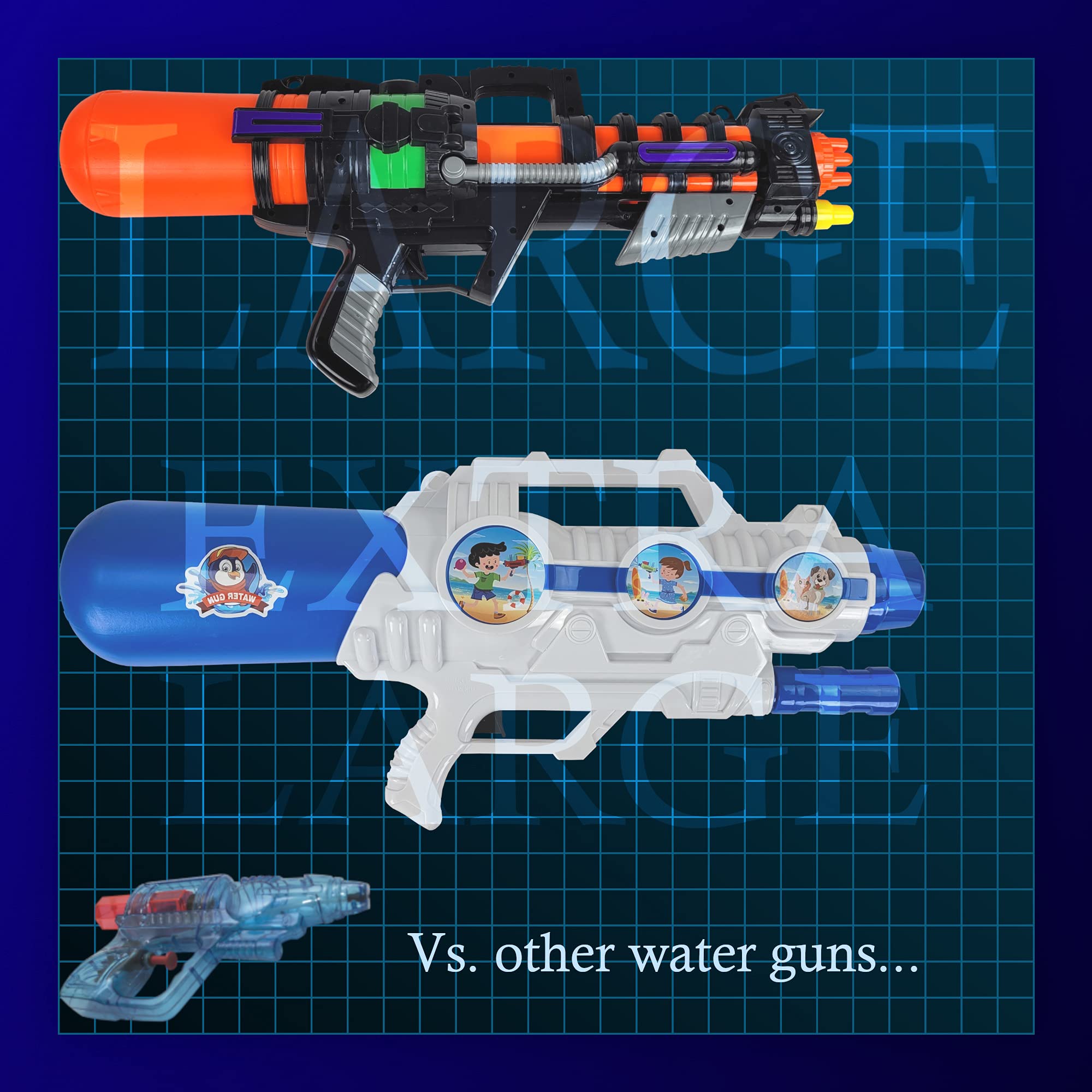 Large Water Guns for Kids & Adults - Super Soaker Blaster with High Capacity & Long Range - Outdoor Summer Water Toy for Pool, Garden Battles & Beach Parties (Black)