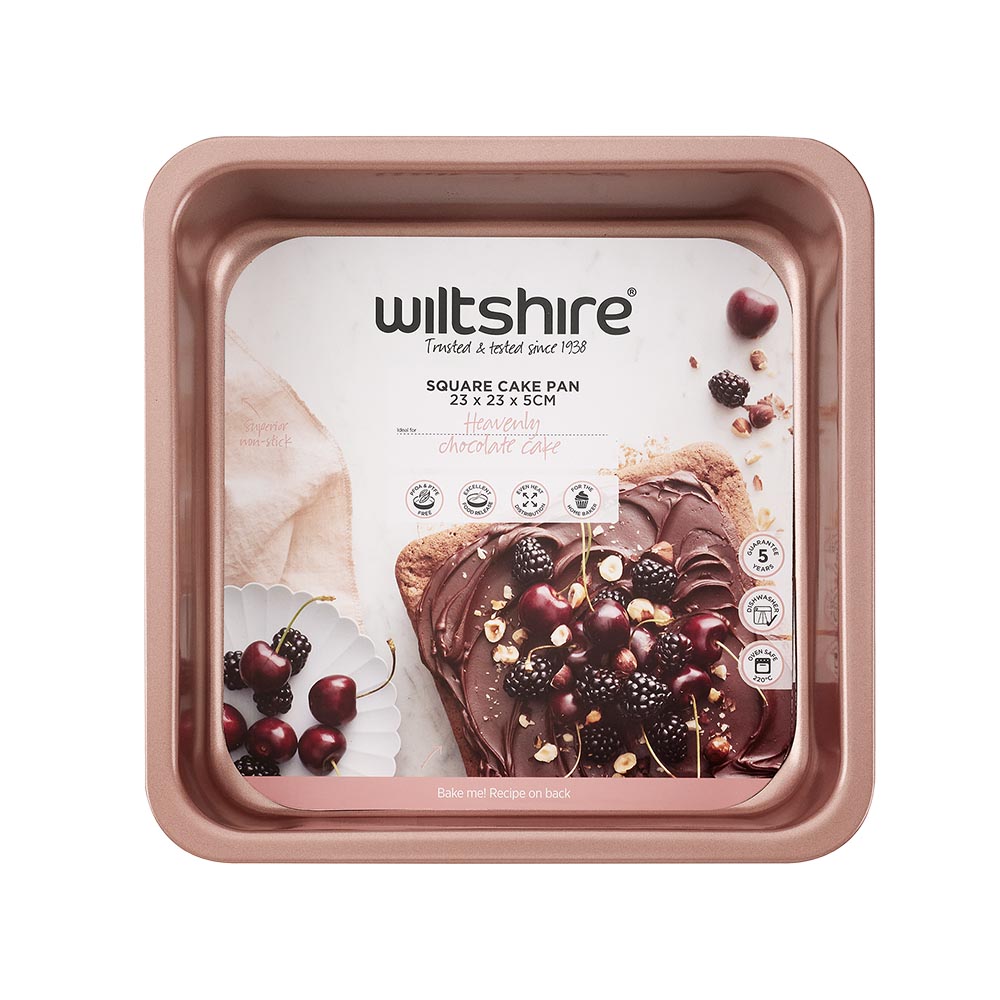 Premium 23cm Rose Gold Square Cake Pan - Non-Stick Baking Pan for Cakes, Brownies & Desserts - Perfect for Birthdays, Weddings & Home Baking