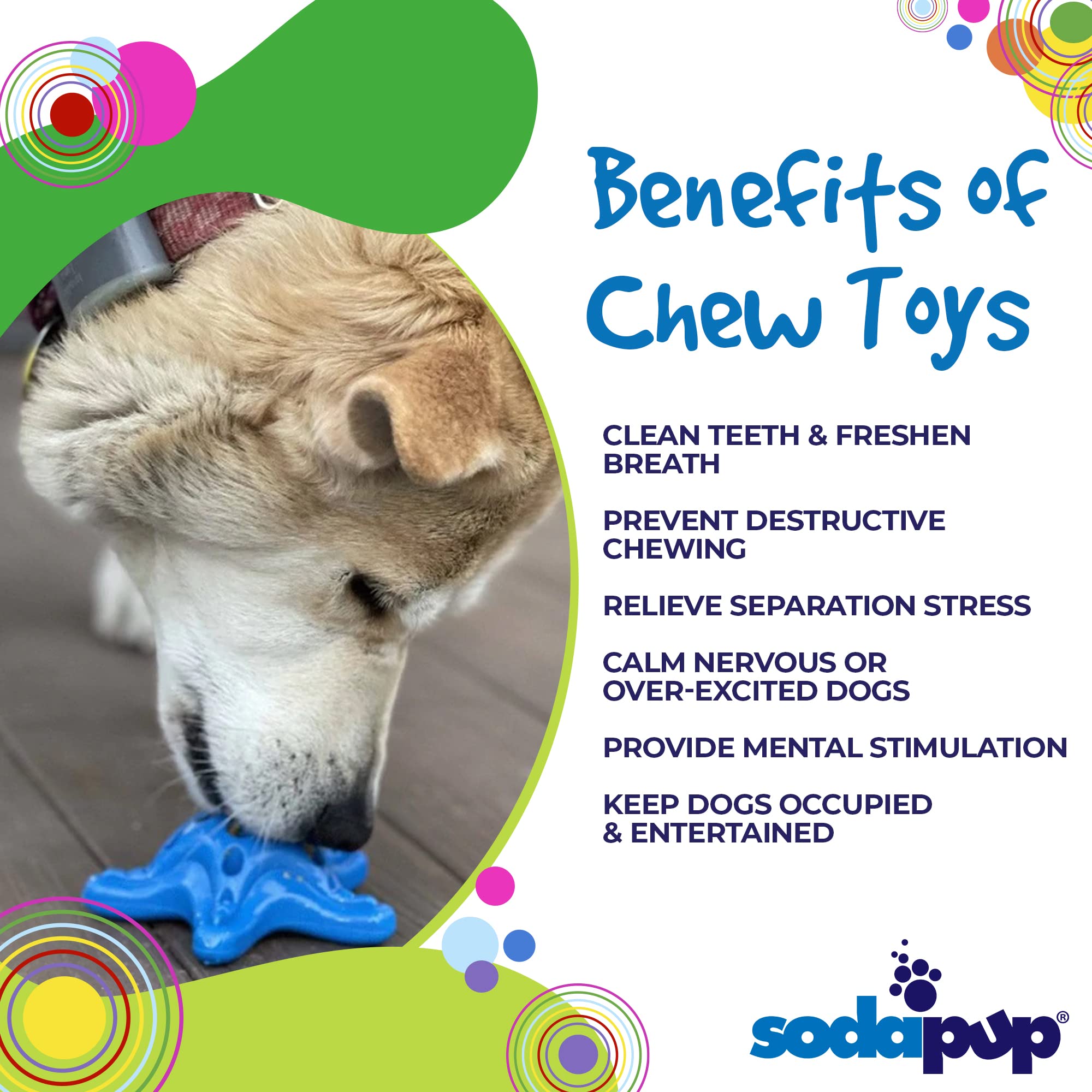 SodaPup Starfish Durable Dog Chew Toy - Non-Toxic Pet Safe Nylon Chewing Bone for Mental Stimulation & Dental Care - Made in USA - Perfect for Aggressive Chewers, Puppy Teething, Anxiety Relief & Fresh Breath (Great for Playtime, Training & Travel)