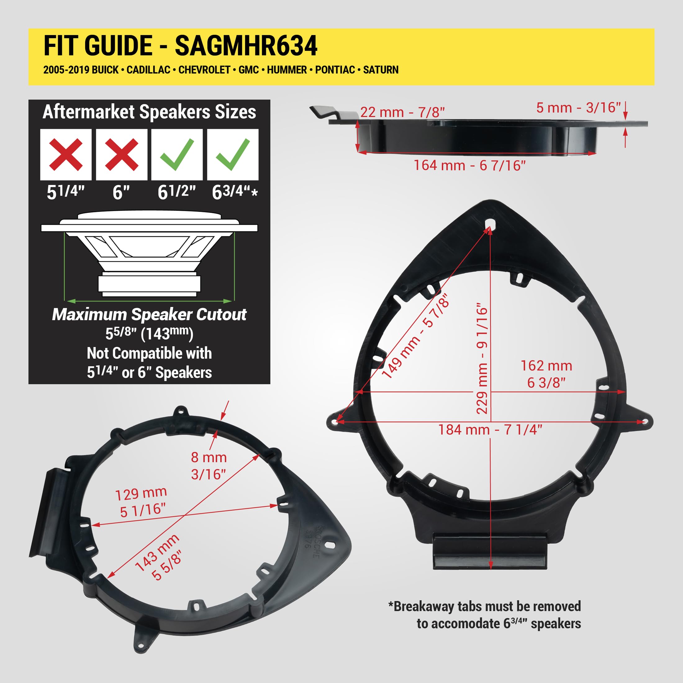 Scosche SAGMHR634B Speaker Adapter for 2006-Up Chevrolet HHR & Impala - 6.5