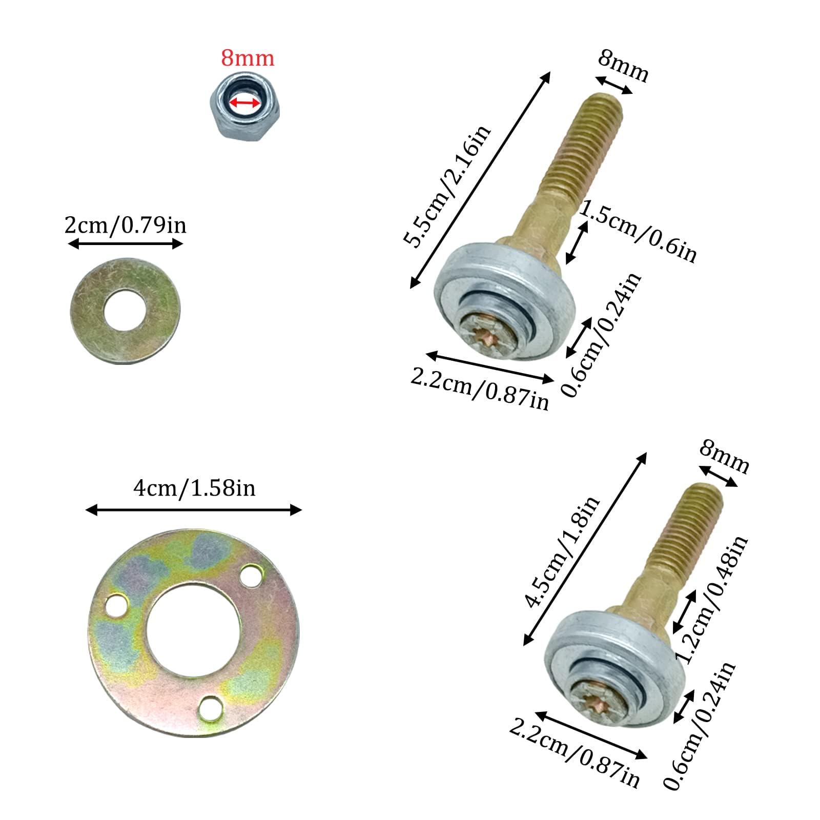 4 PCS Rocking Chair Bearing Hardware Kit - 45mm & 55mm Furniture Connectors with Screws & Bolts - Replacement Parts for Rocking Chairs, Gliders & Porch Swings - DIY Furniture Repair & Assembly Accessories