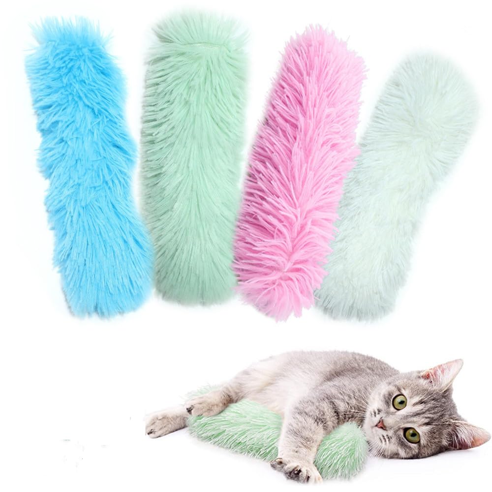 YVPSI 4 Pack Cat Toys with Catnip - Interactive Kitten Kicker Plush Pillows for Indoor Cats | Fun Exercise & Playtime for Kittens | Perfect for Boredom Relief & Stress Relief