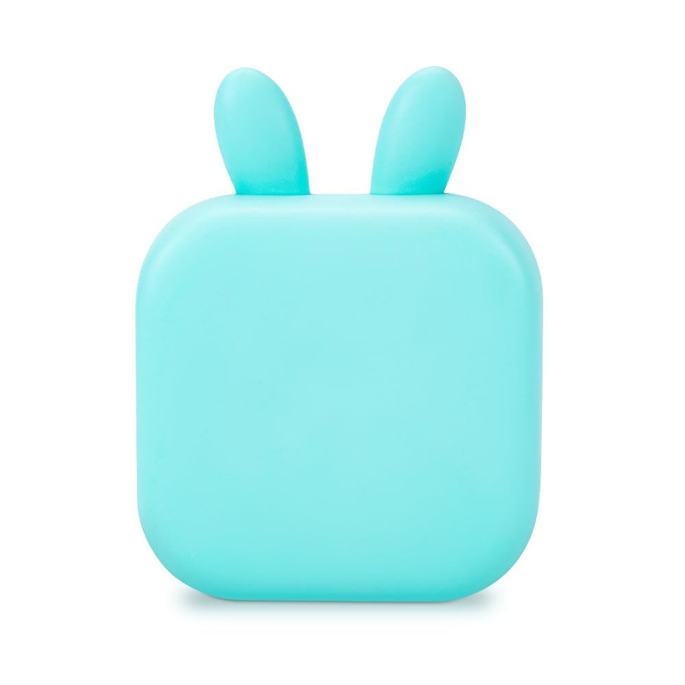 Memoqueen T02 Silicone Protective Case with Bunny Ears - Compatible with T02 Mini Sticker Printer, Portable Pocket Printer Cover in Green Bunny Design - Perfect for School, Office, Travel & DIY Projects
