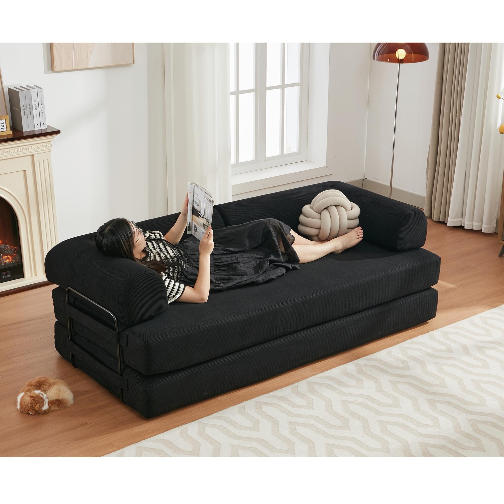 3-Seat Folding Sofa Bed - King Size Convertible Sleeper with High-Density Foam & Non-Slip Pad - Perfect for Small Spaces, Guest Rooms & Apartments