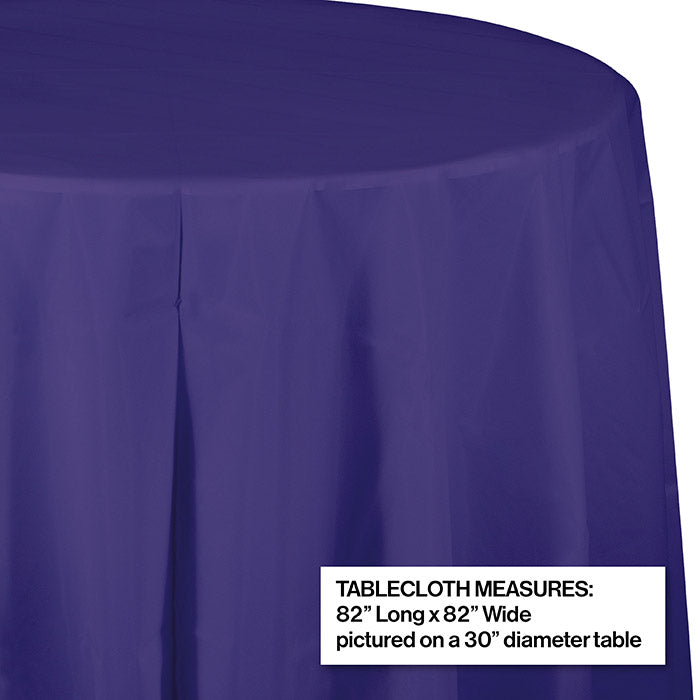 12-Piece Bulk Purple Round Plastic 82-Inch Table Covers - Perfect for Parties, Weddings, and Events