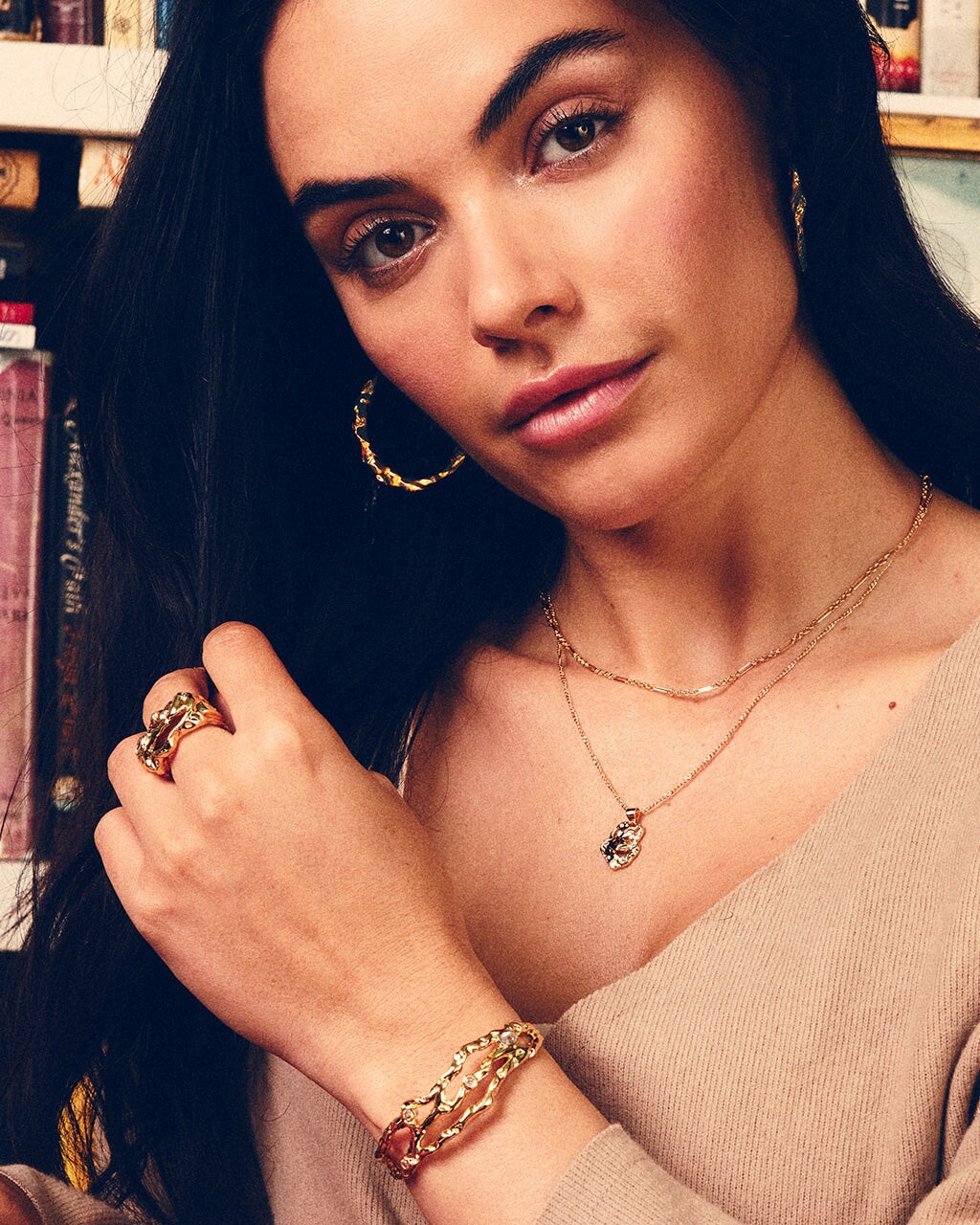 Roslyn CZ Molten Metal Charm Layered Necklace - Elegant Layered Pendant Jewelry for Women | Perfect for Date Night, Party & Everyday Wear