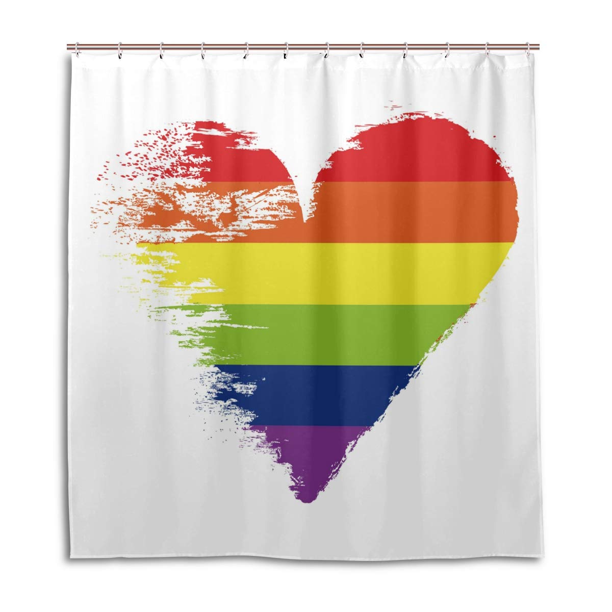 ALAZA Rainbow Heart Shower Curtain 72x72 Inch - Waterproof Polyester Bathroom Decor with Hooks - Perfect for Kids Rooms, Guest Bathrooms & Boho Style Decorations