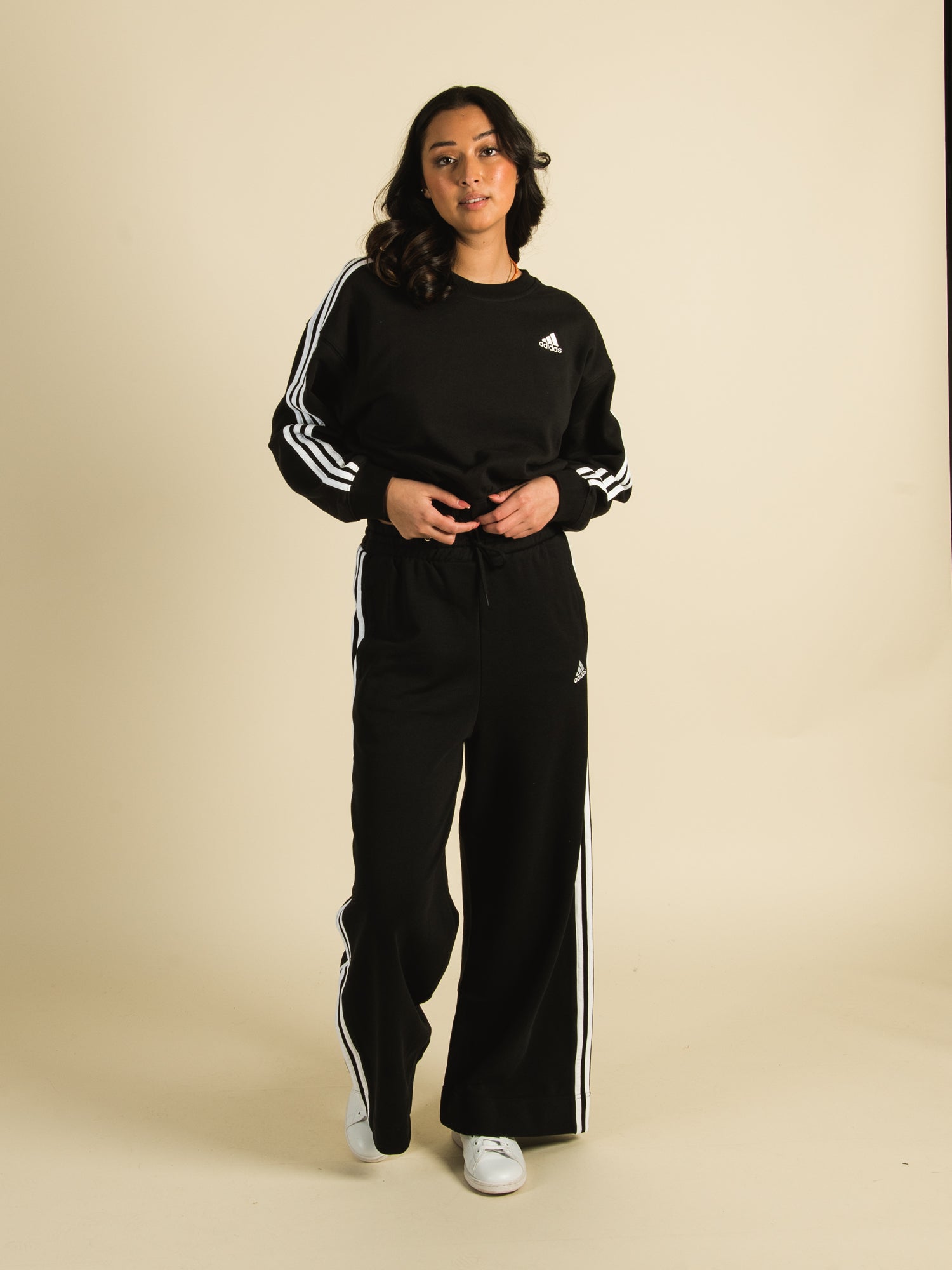 Adidas 3 Stripes Wide Leg Sweatpants for Women & Men | Comfortable Lounge Pants | Casual Streetwear | Perfect for Yoga, Running & Home Relaxation