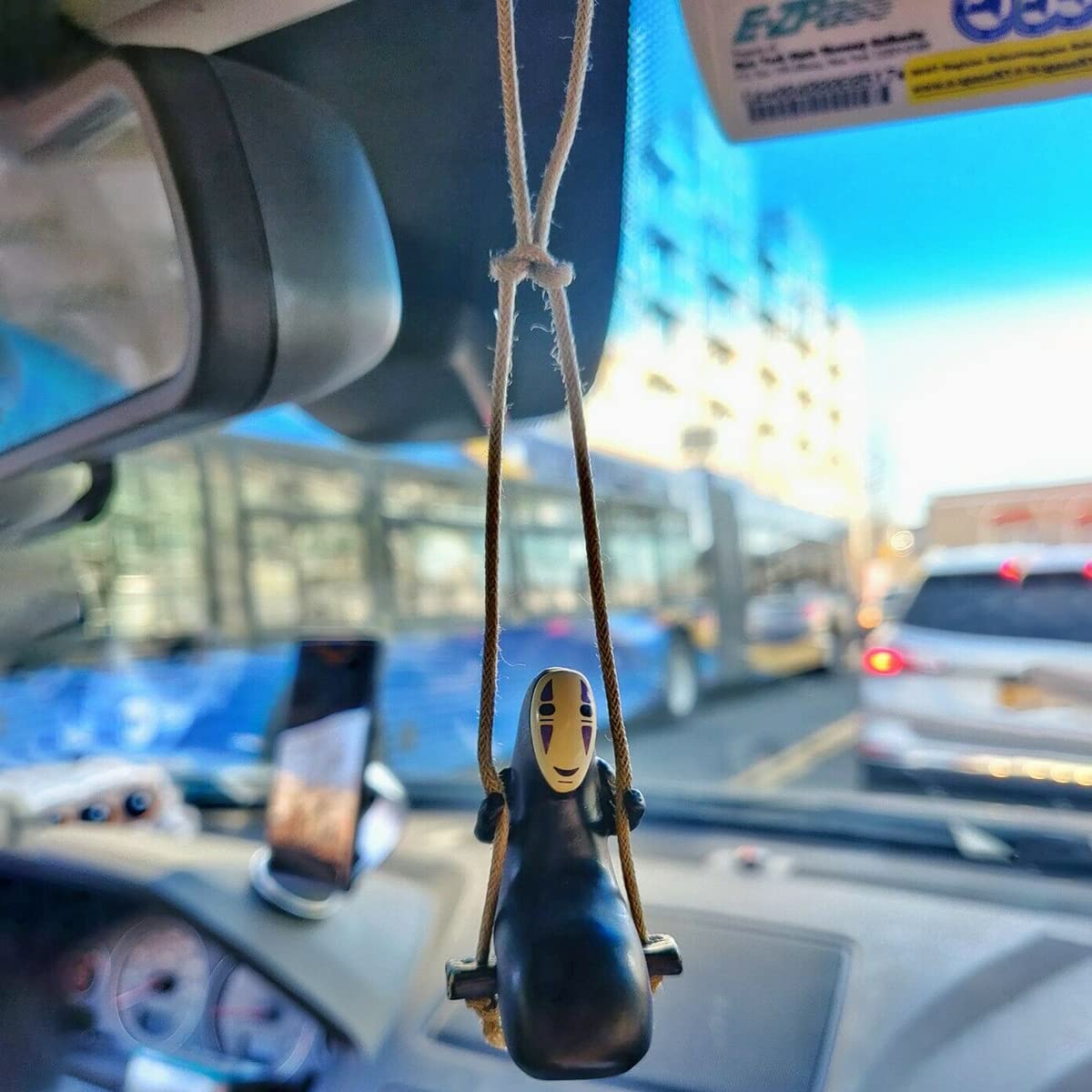 No Face Man Anime Car Pendant Hanging Swing - Kawaii Car Rear View Mirror Decor for Studio Ghibli Fans | Perfect for Spirited Away Lovers & Japanese Anime Enthusiasts | Great Gift for Birthday, Christmas & Car Accessories Collection
