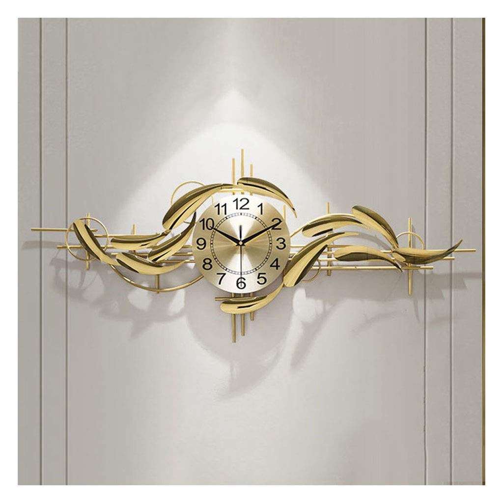 35 Inch Golden Wrought Iron Wall Clock - Large Arab Digital Silent Wall Clock for Living Room & Bedroom Decor - Elegant Home & Office Decoration (Color: Black)