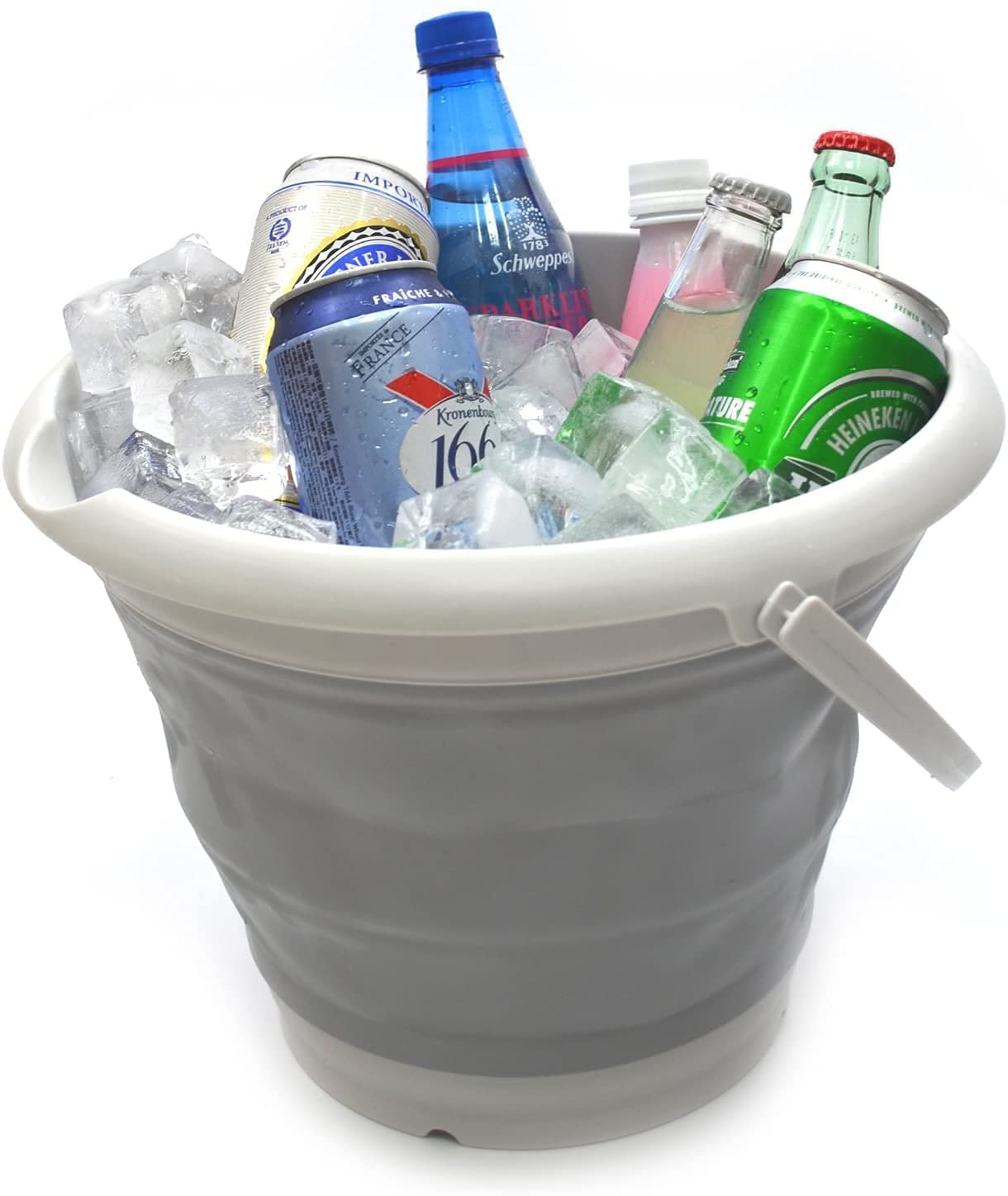 10L Foldable Silicone Collapsible Bucket - BPA Free, Compact & Durable with Sturdy Handle for Camping, Hiking, Outdoor Adventures - Perfect for Water Storage, Washing & Portable Use (Grey)