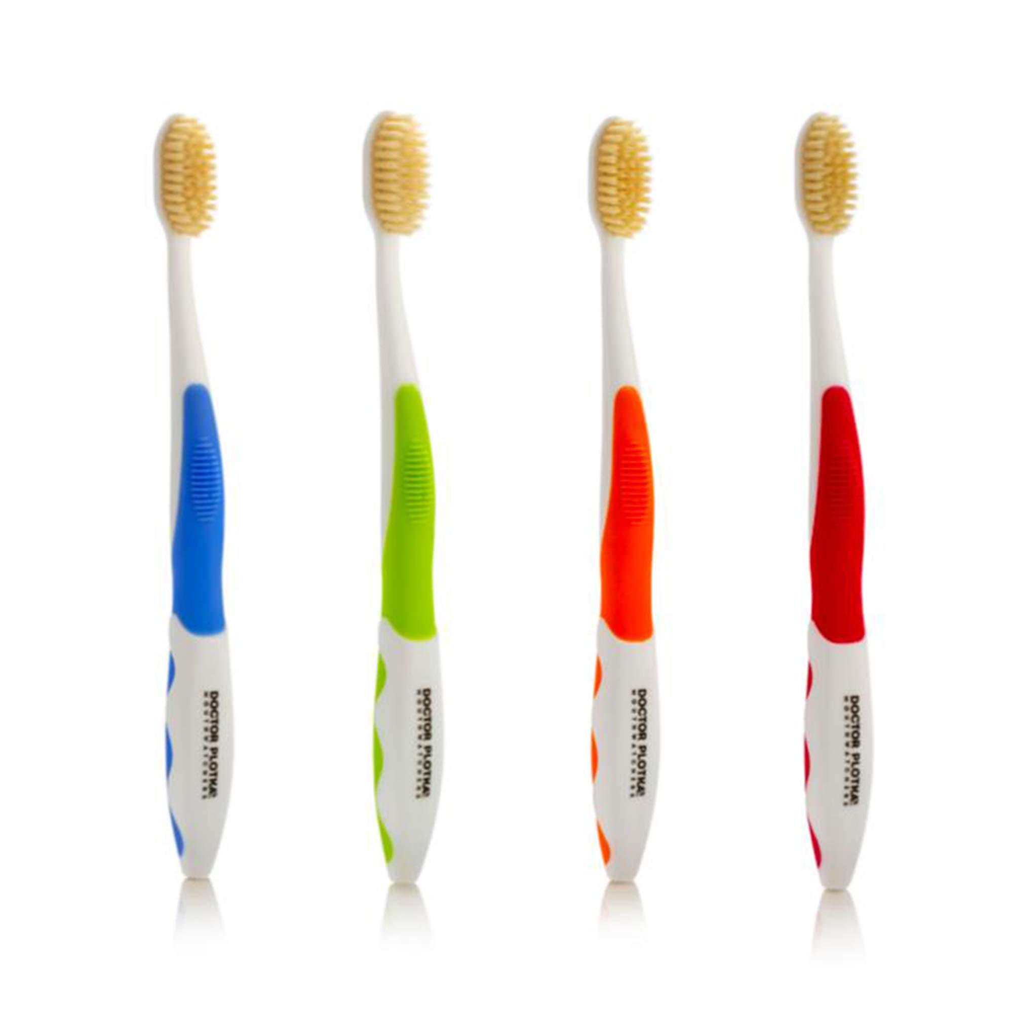 MOUTHWATCHERS Dr. Plotka's Soft Bristle Flossing Toothbrush - Ultra Clean Manual Toothbrush for Adults with Sensitive Teeth & Gums - 4 Pack (Colors May Vary) - Perfect for Daily Oral Care, Travel & Gentle Cleaning