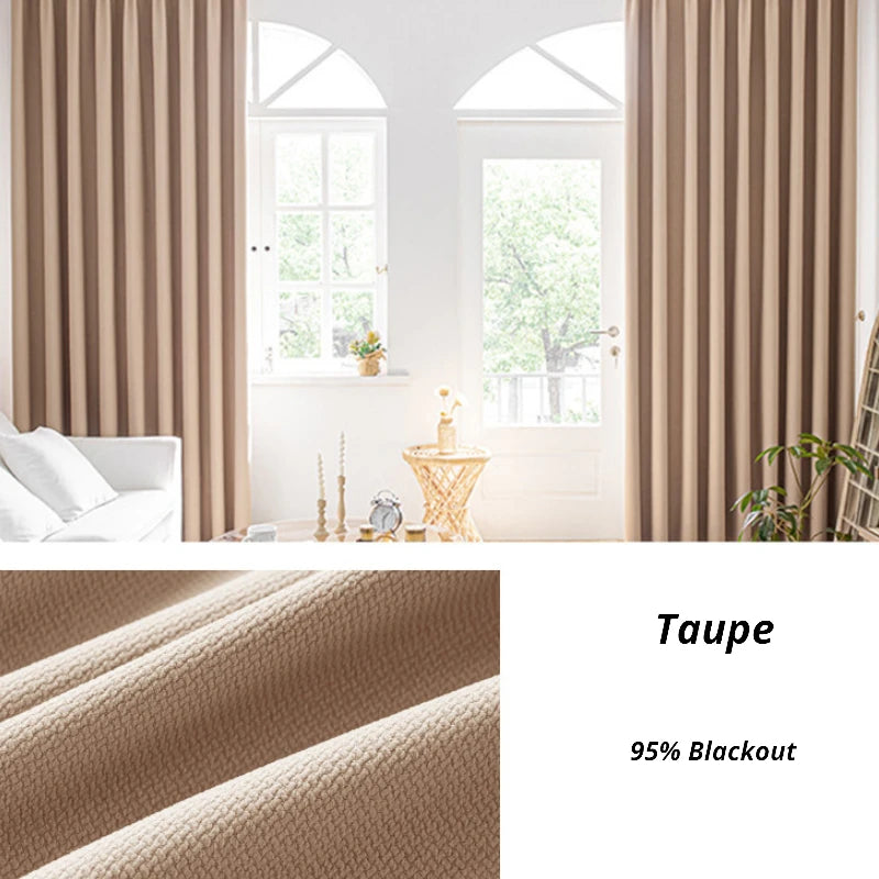 Amalia Cotton Linen Japandi Textured Room Darkening Curtains - Blackout Window Drapes for Bedroom, Living Room & Nursery - Noise Reducing & Light Blocking Home Decor