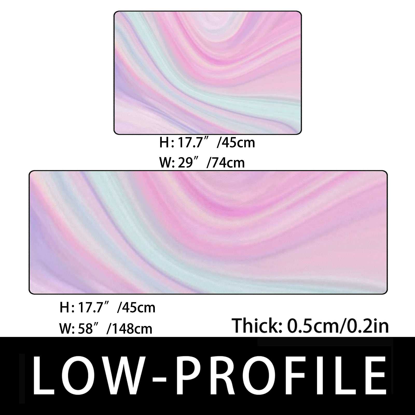 Non-Slip Marble Pastel Kitchen Rugs Set - 2 Piece Absorbent Coral Velvet Washable Floor Mats (17.7×29.1Inch + 17.7×58.2Inch) for Modern Home, Cooking Safety & Comfortable Standing - Perfect for Kitchens, Pantries & Laundry Rooms